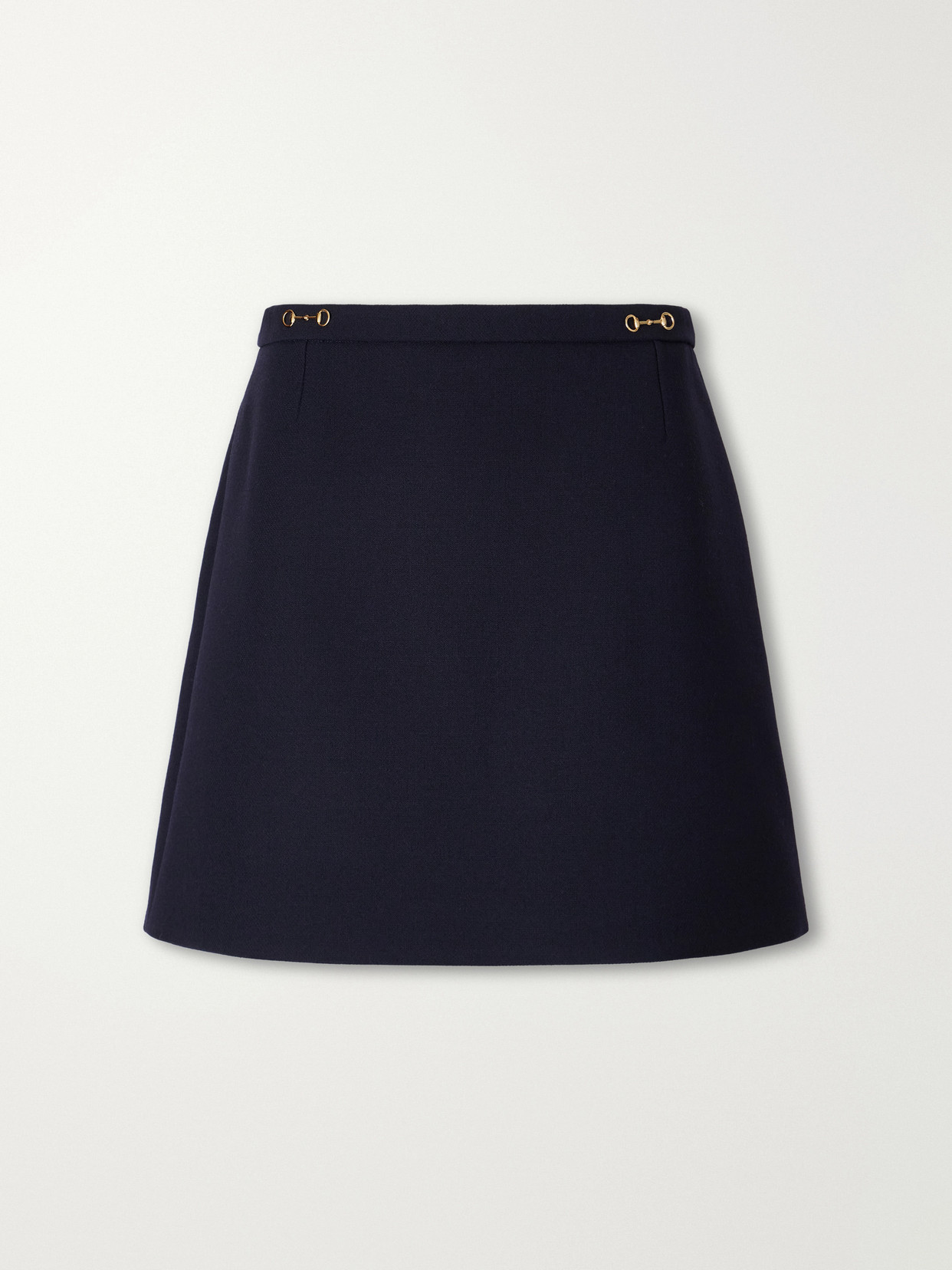 Horsebit-Embellished Wool-Crepe Mini