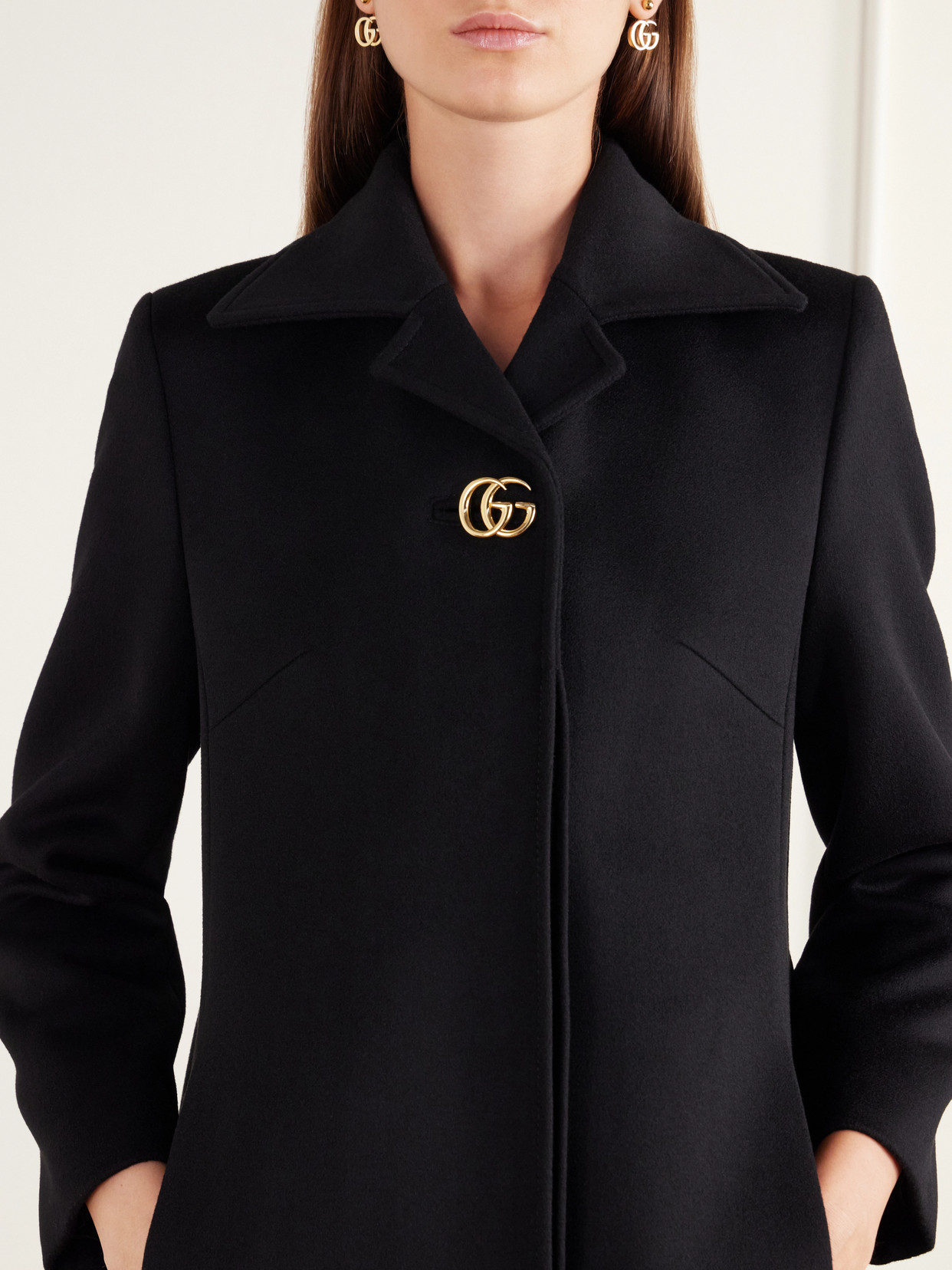 Logo-Detailed Wool-Natté Coat