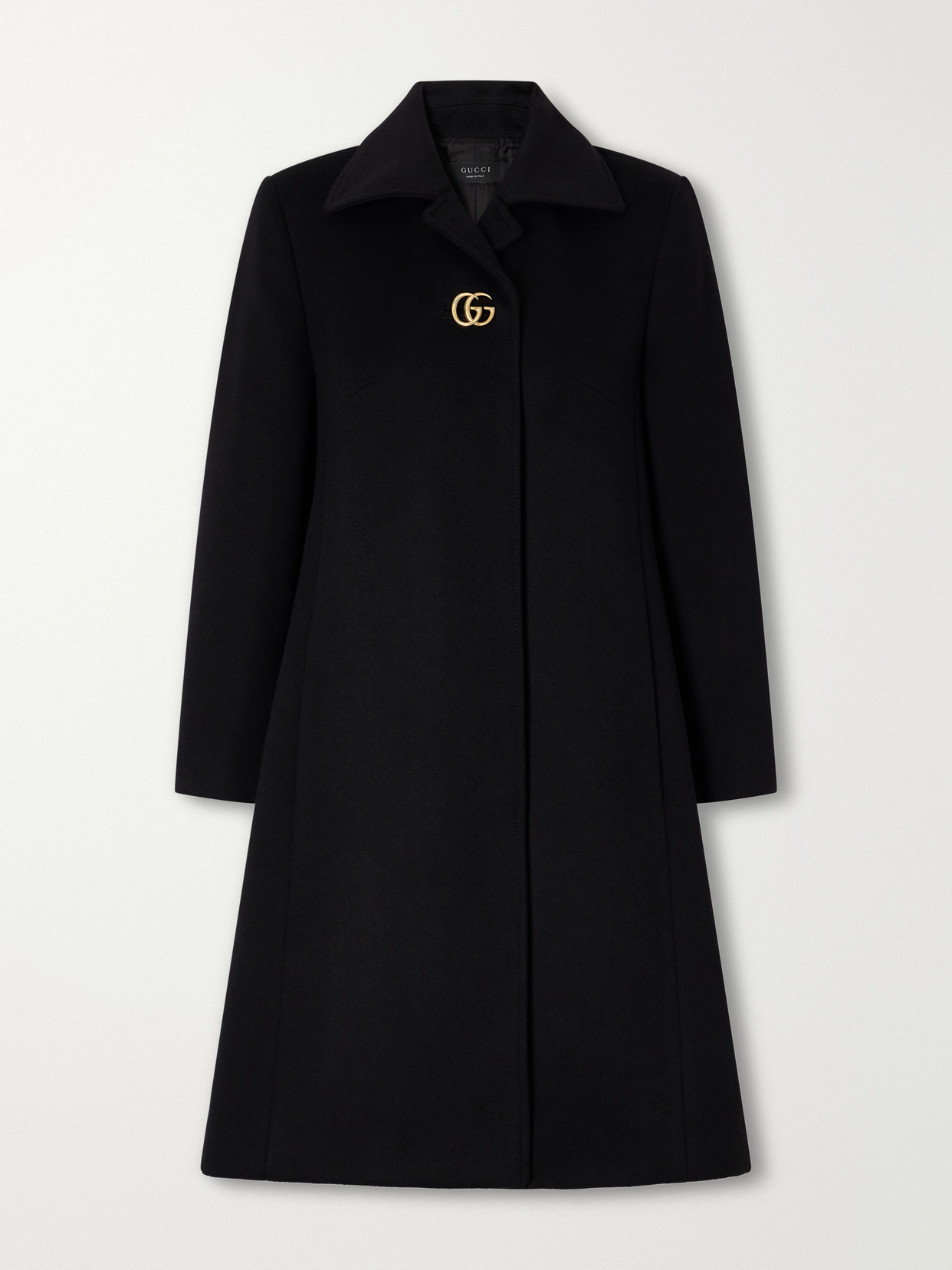 Logo-Detailed Wool-Natté Coat