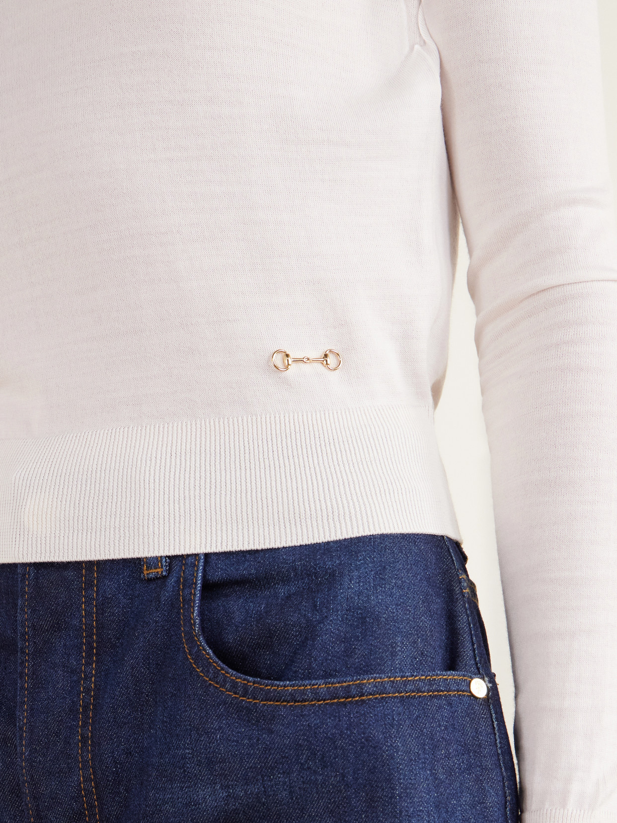 Horsebit-Embellished Wool-Twill Sweater