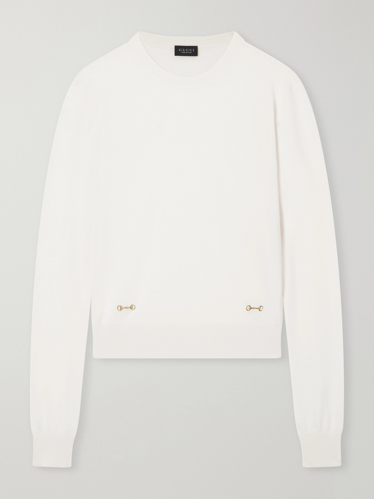 Horsebit-Embellished Wool-Twill Sweater