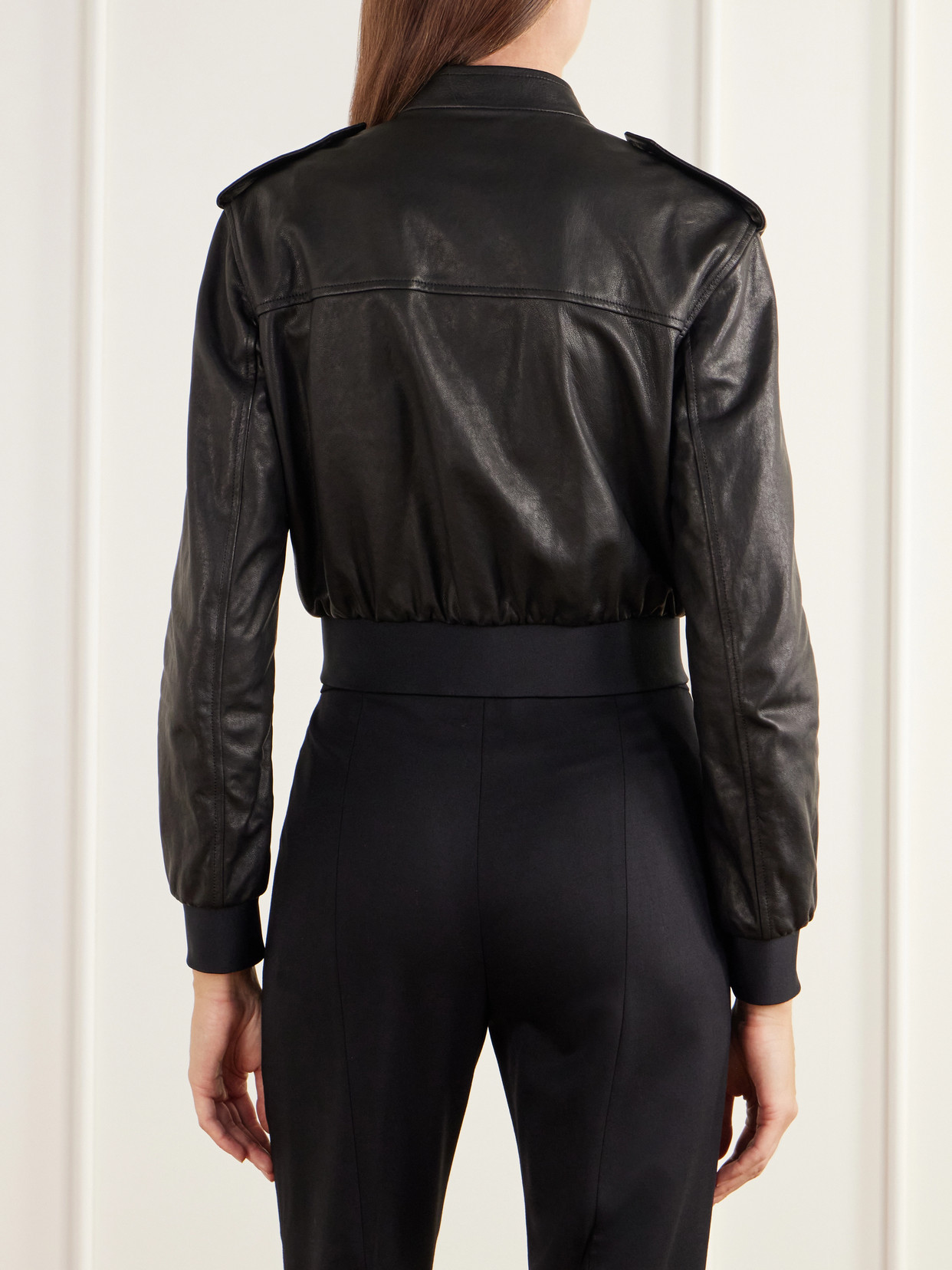 Cropped Paneled Rib-Trimmed Jacket