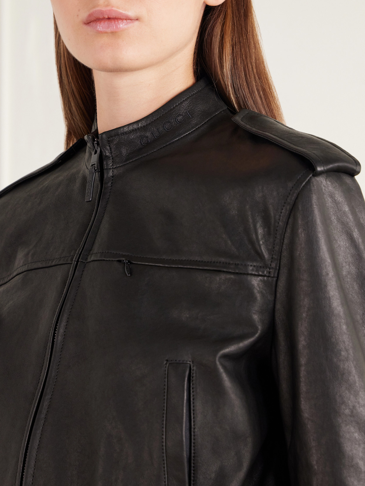 Cropped Paneled Rib-Trimmed Jacket
