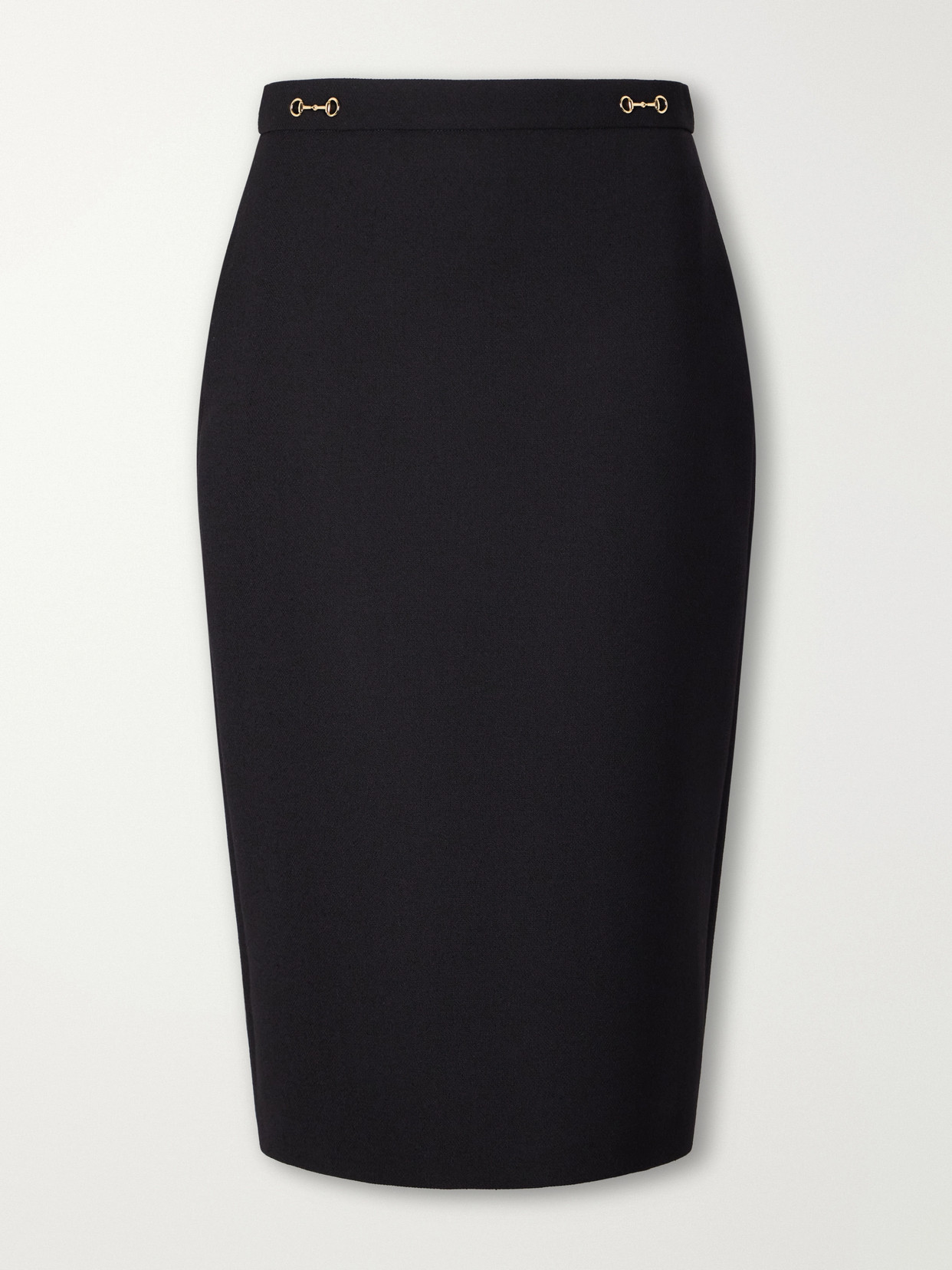 Horsebit-Embellished Wool-Crepe Midi
