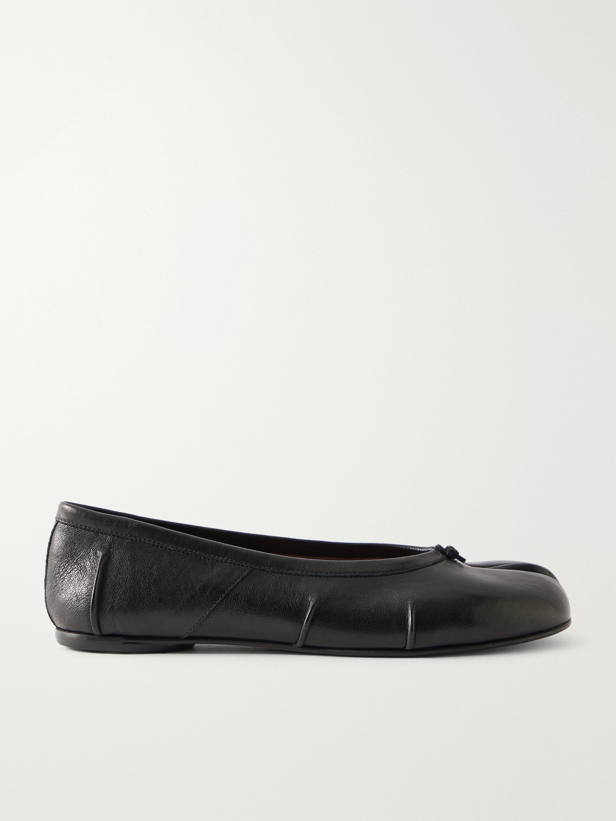 Maison Margiela Tabi Split-toe Textured Leather Ballet Flats In Black