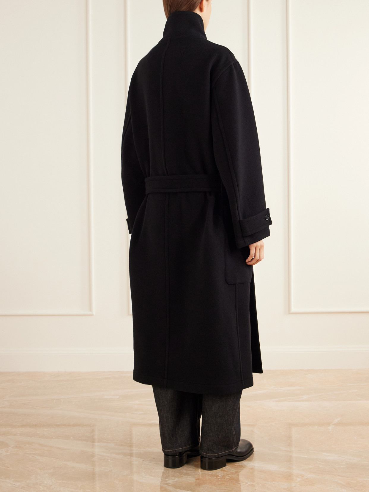 Belted Double-Breasted Wool-Felt Coat