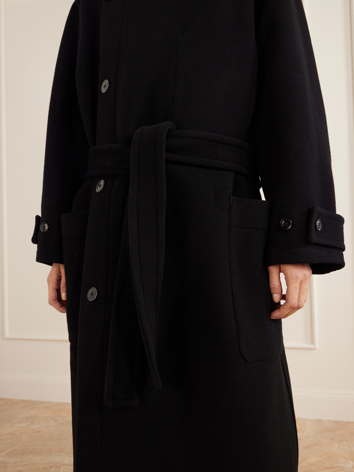 Belted Double-Breasted Wool-Felt Coat