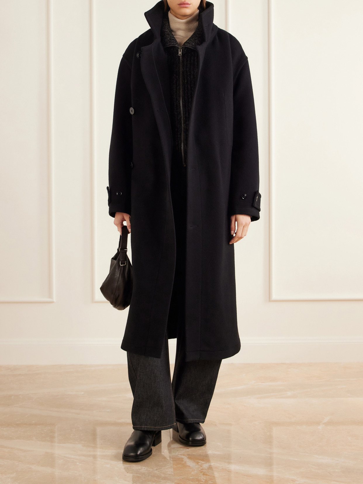 Belted Double-Breasted Wool-Felt Coat