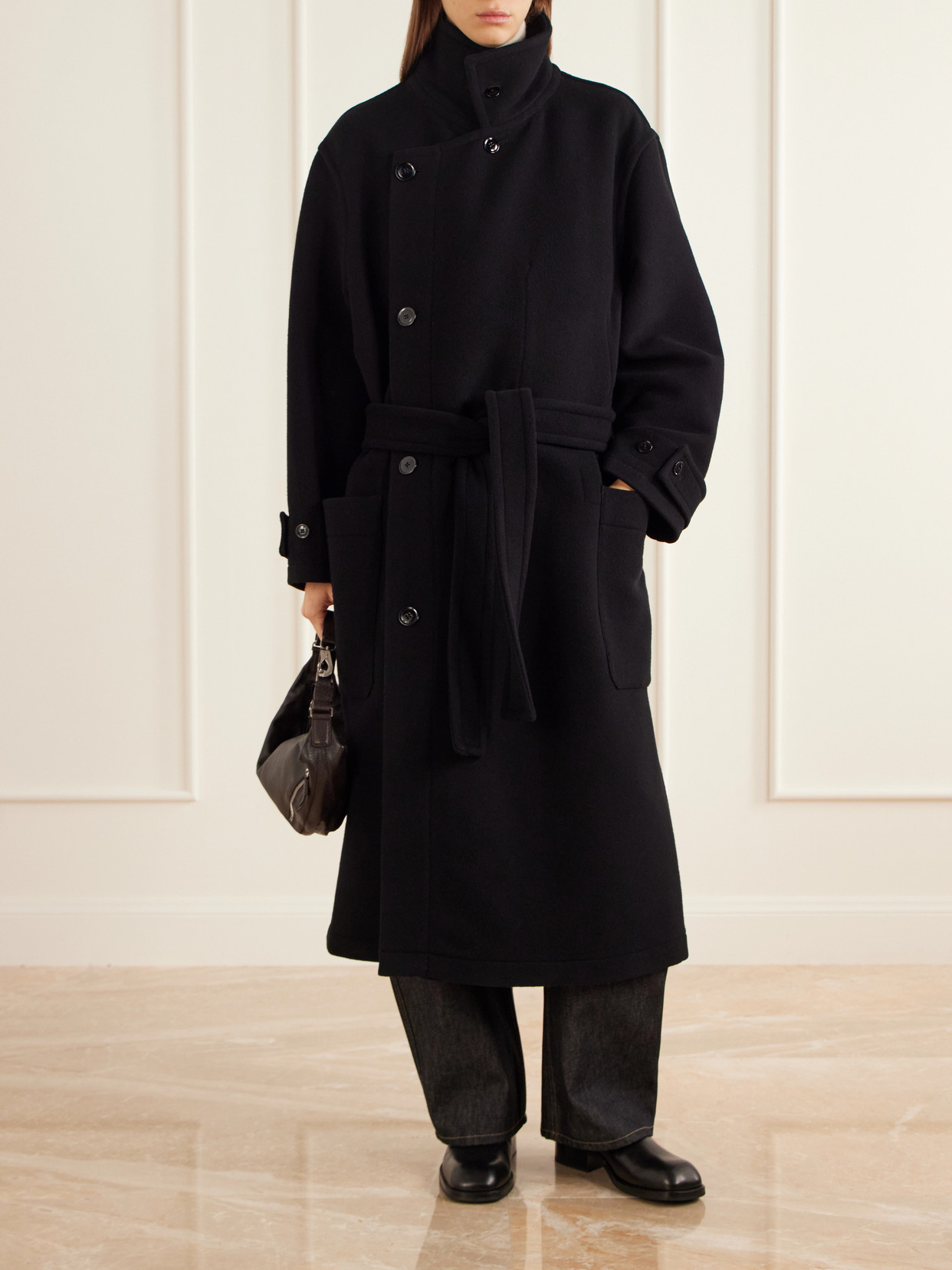 Belted Double-Breasted Wool-Felt Coat