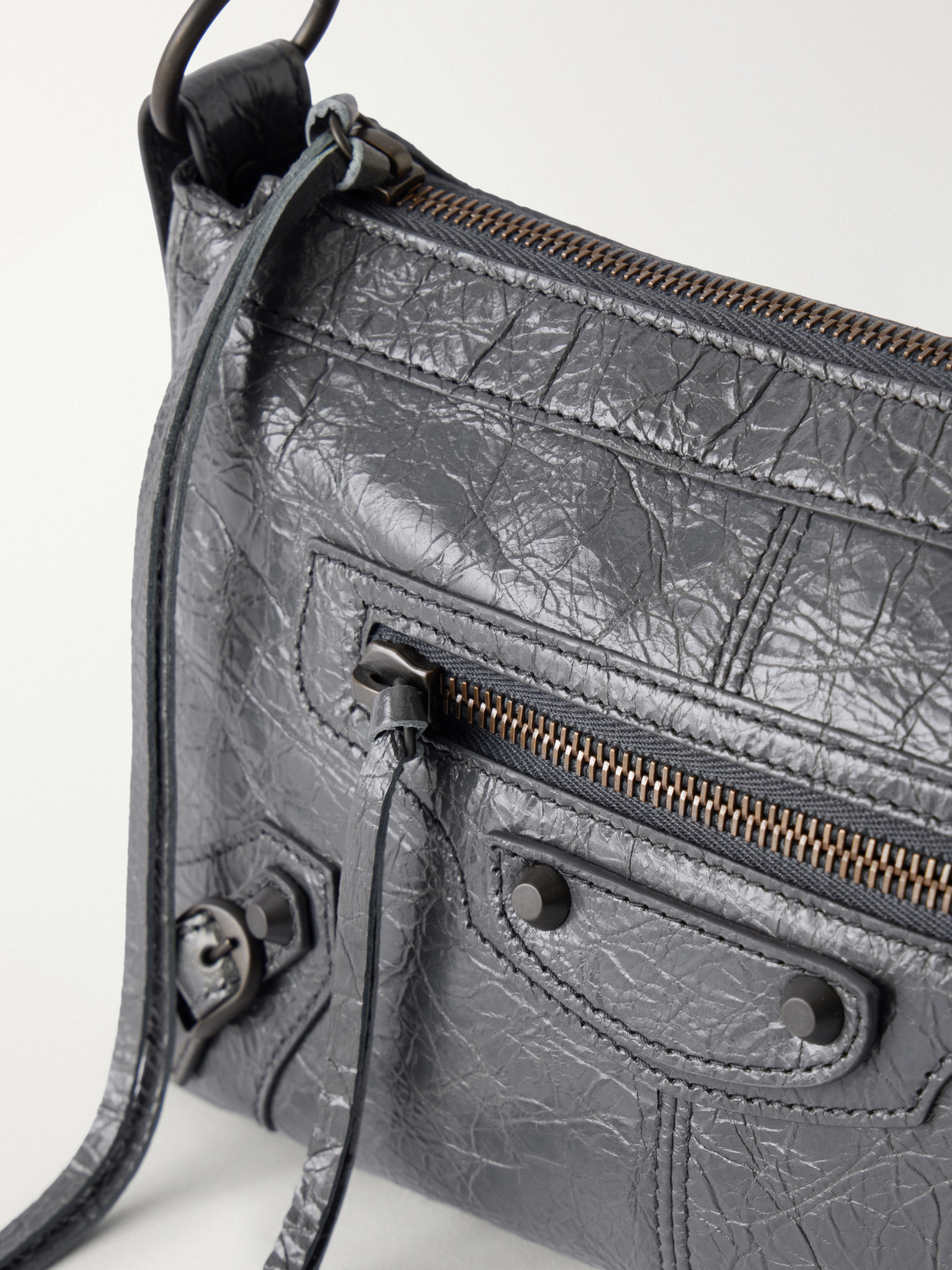 Le City Moto Mini Crinkled-Leather Shoulder Bag