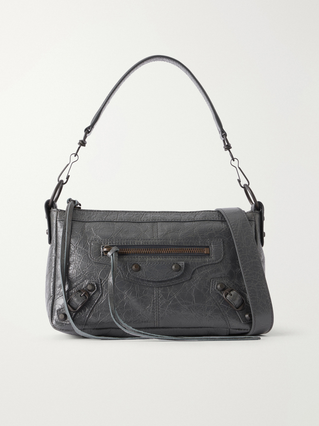 Le City Moto Mini Crinkled-Leather Shoulder Bag