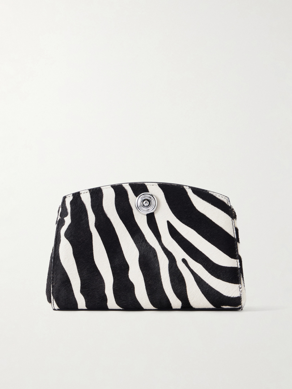 Liffner Minimal Pushlock Zebra-print Calf-hair Clutch In Animal Print