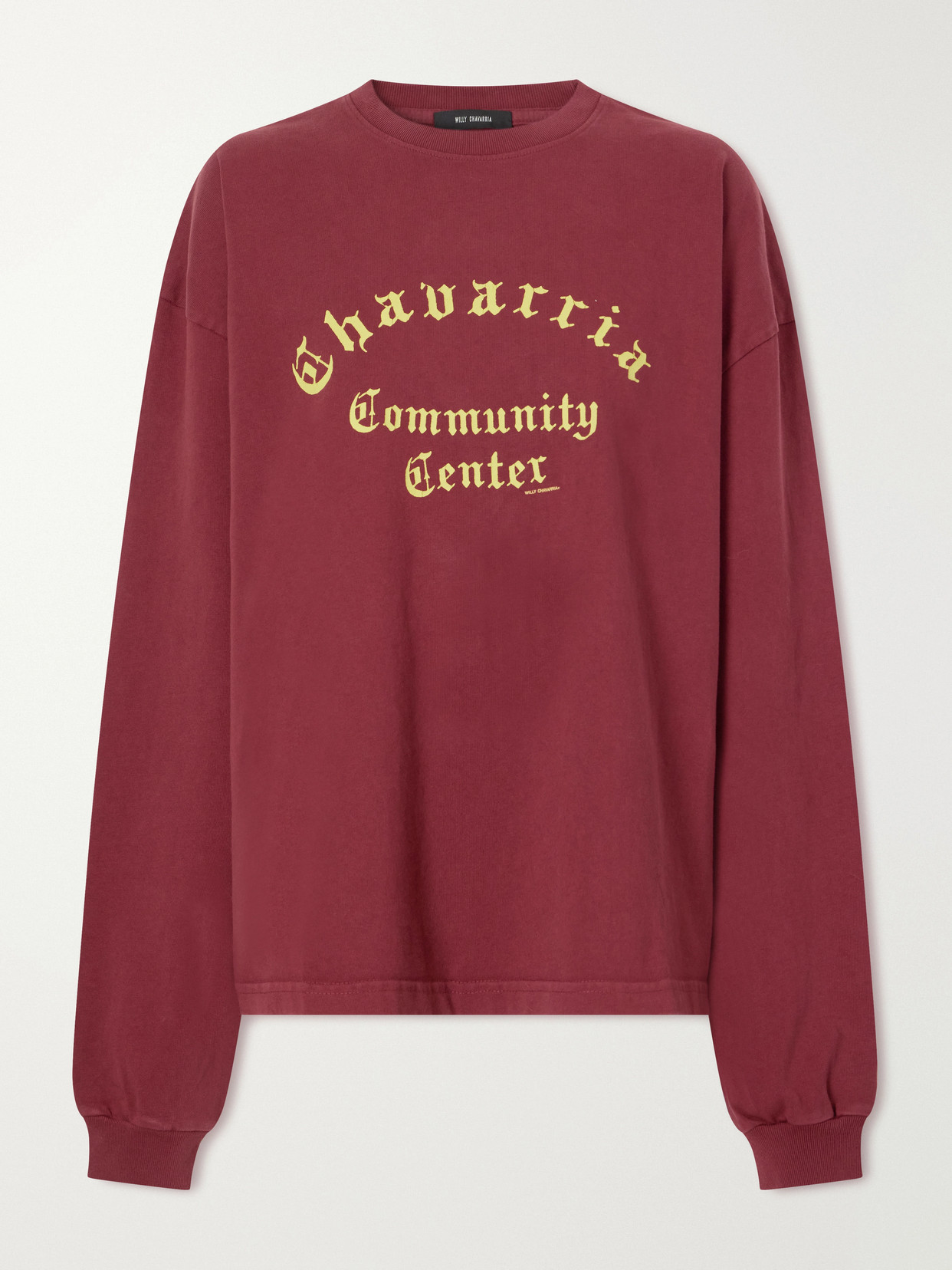Willy Chavarria Community Center Printed Cotton-jersey T-shirt In Burgundy