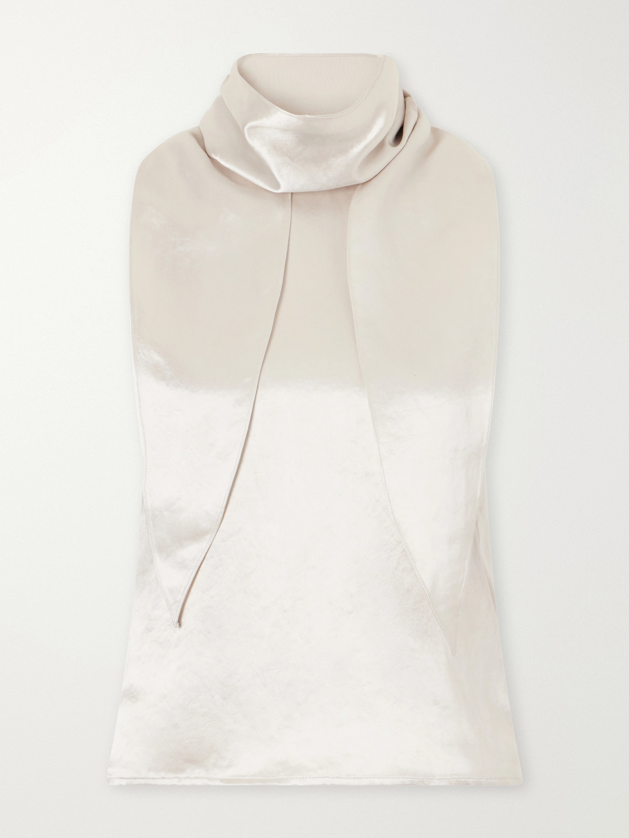 Maria Mcmanus Scarf-detailed Satin Top In Neutrals