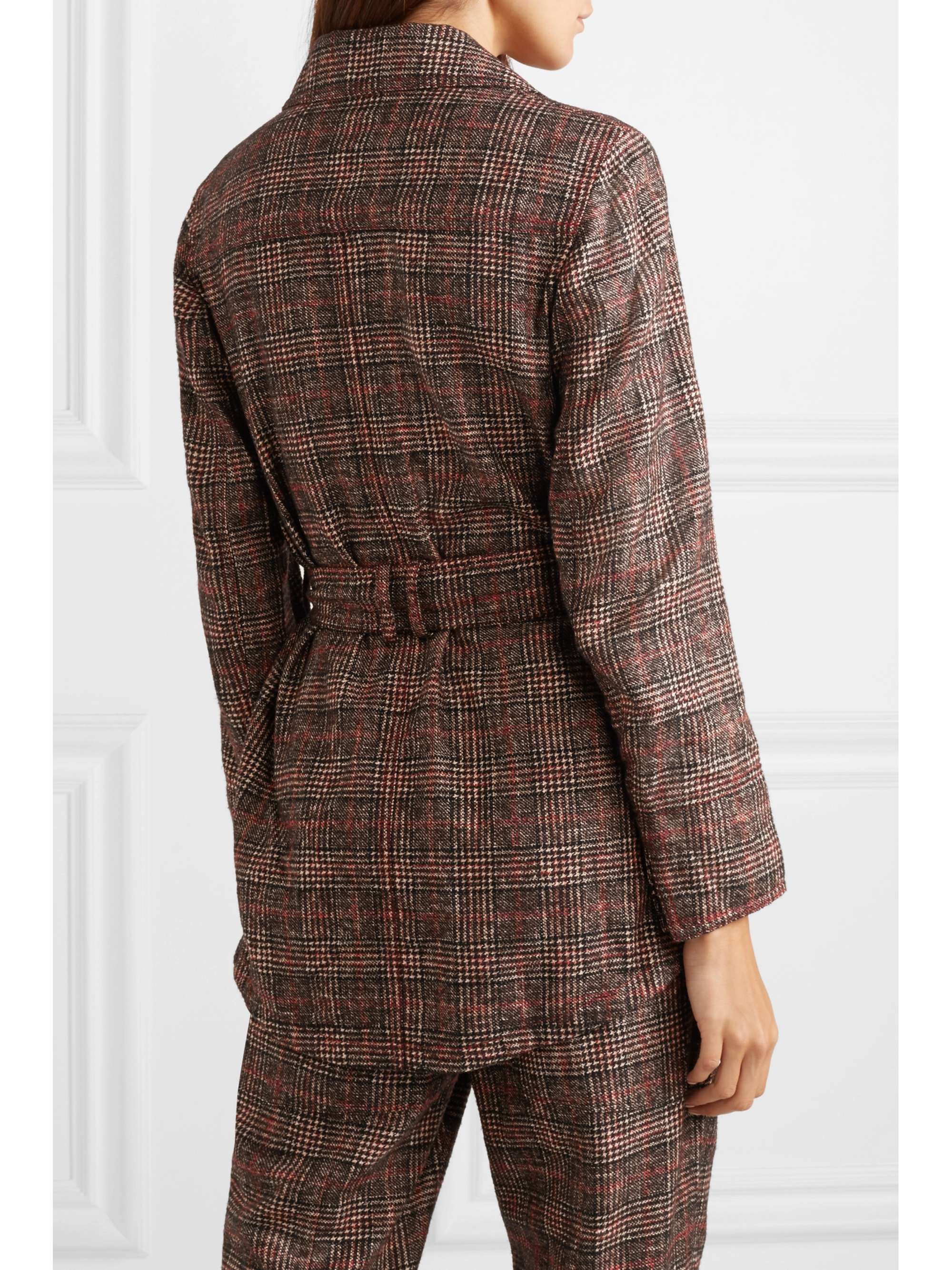 AKRIS Belted checked wool jacket