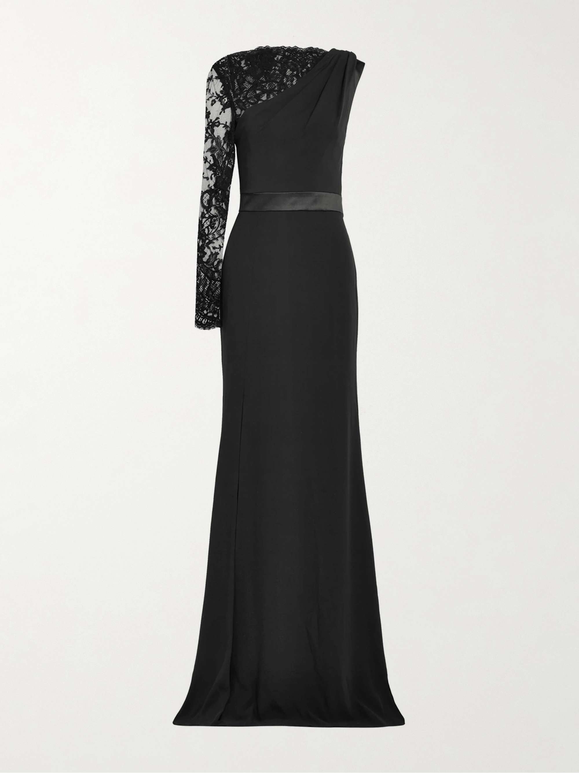 MCQUEEN Lace-trimmed crepe gown