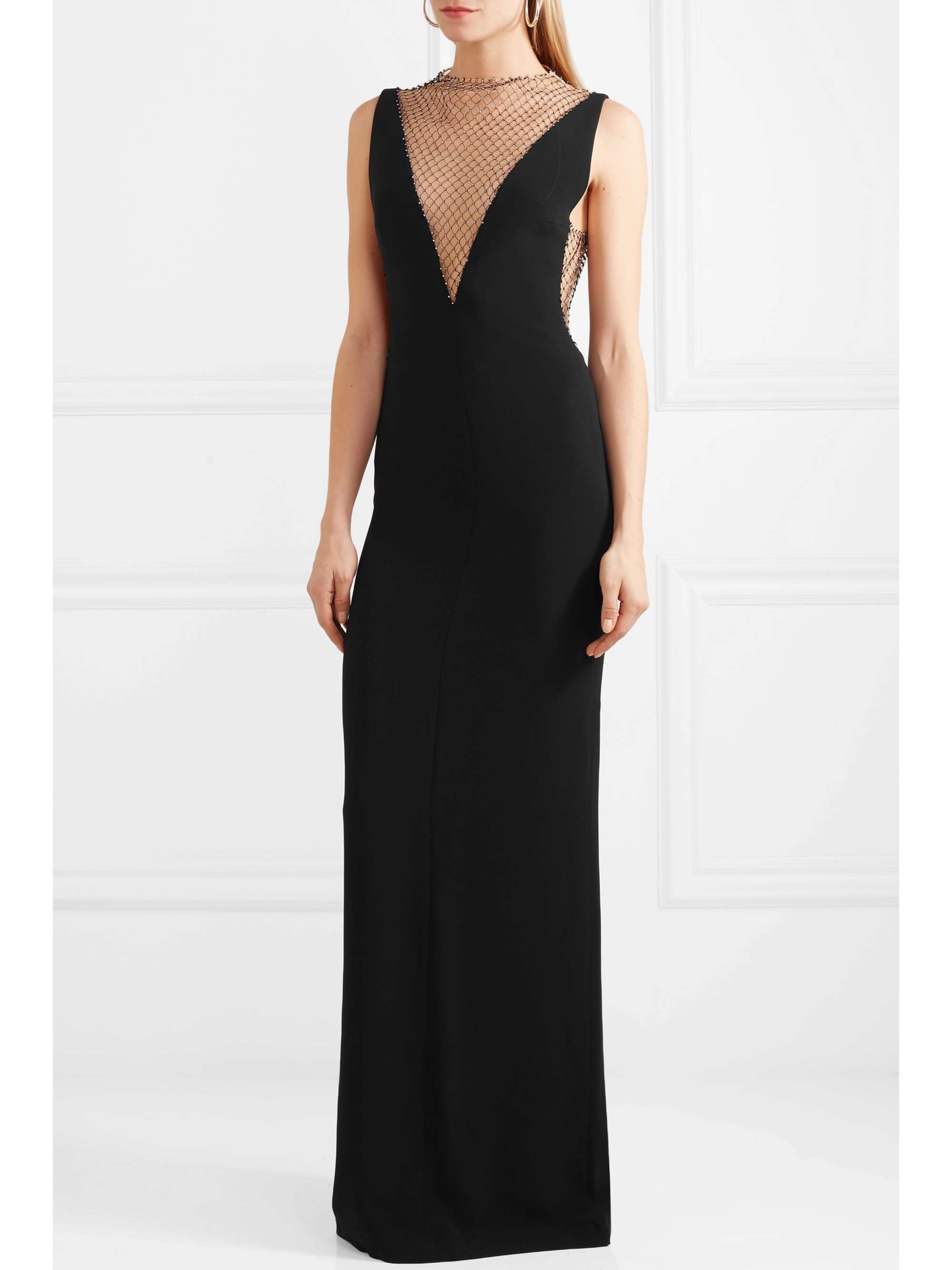 STELLA MCCARTNEY Crystal-embellished mesh and cady gown