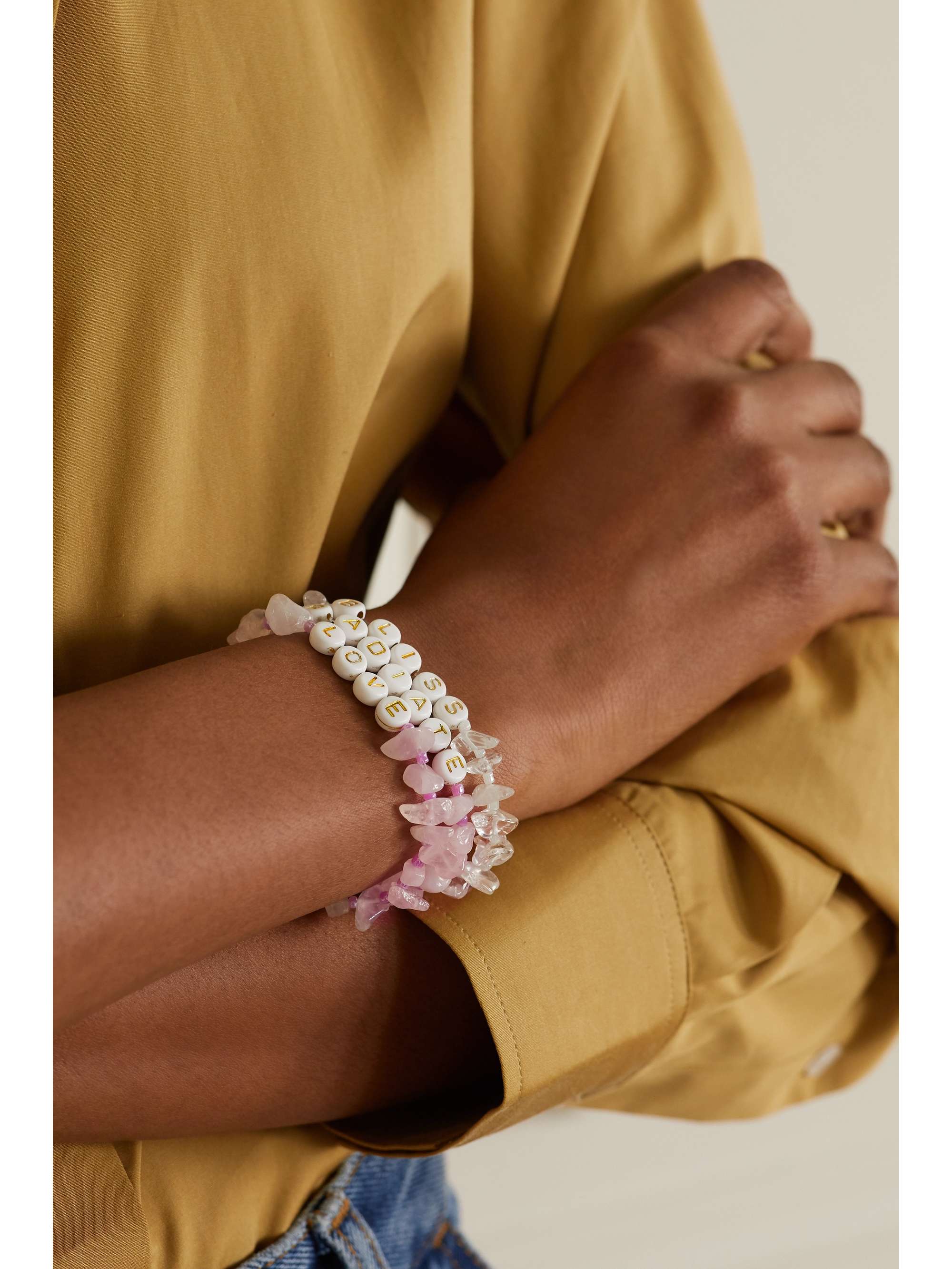 TBALANCE CRYSTALS Create and Calm set of two carnelian, aquamarine and enamel bracelets