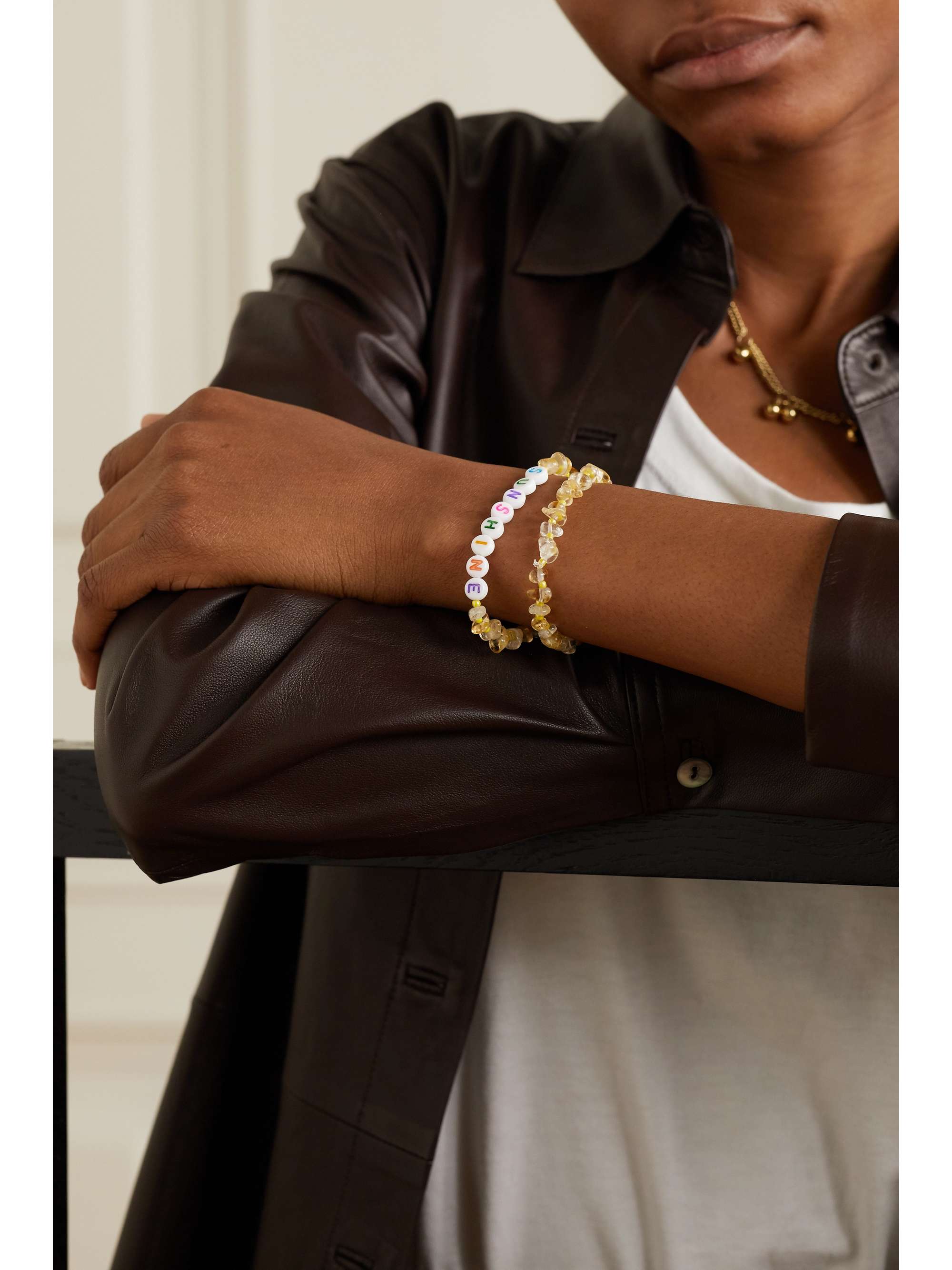 TBALANCE CRYSTALS Cleansing, Regenerating and Energizing set of two citrine and enamel bracelets