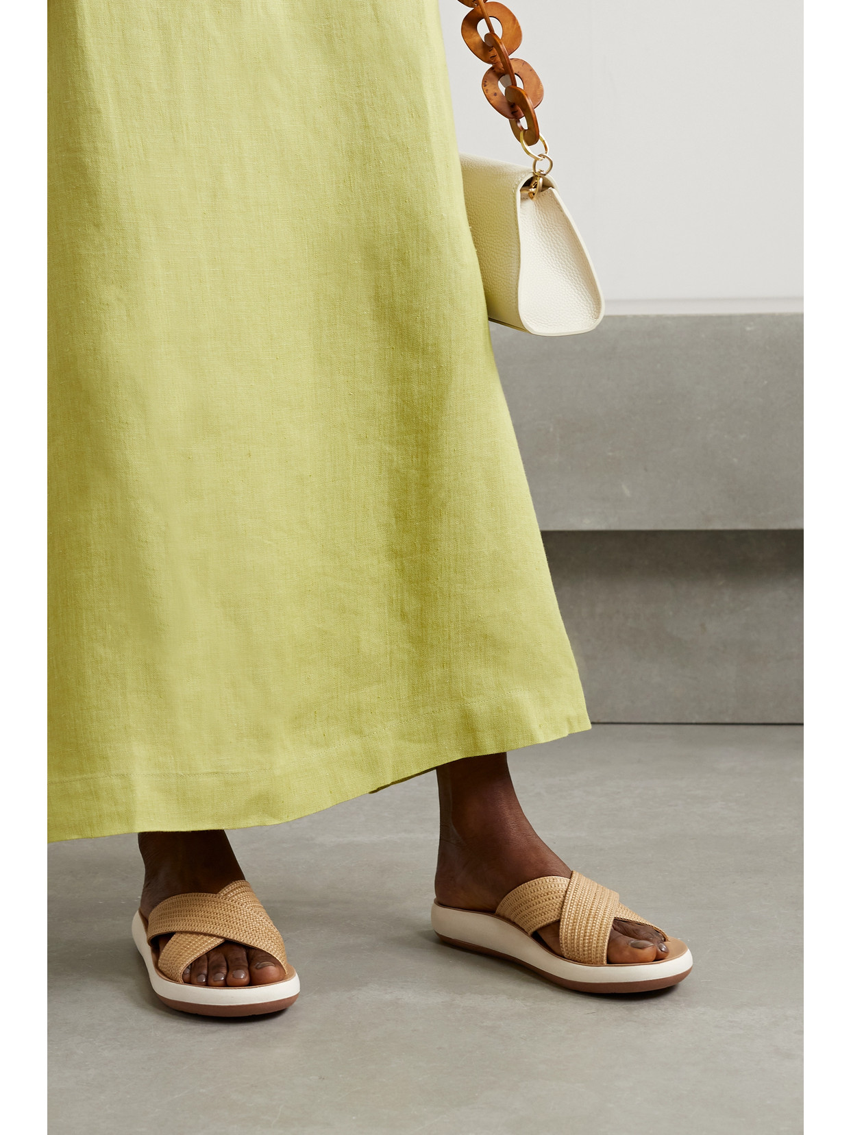 Ancient Greek Sandals Thais Crossover-strap Woven-raffia Slides In Sand