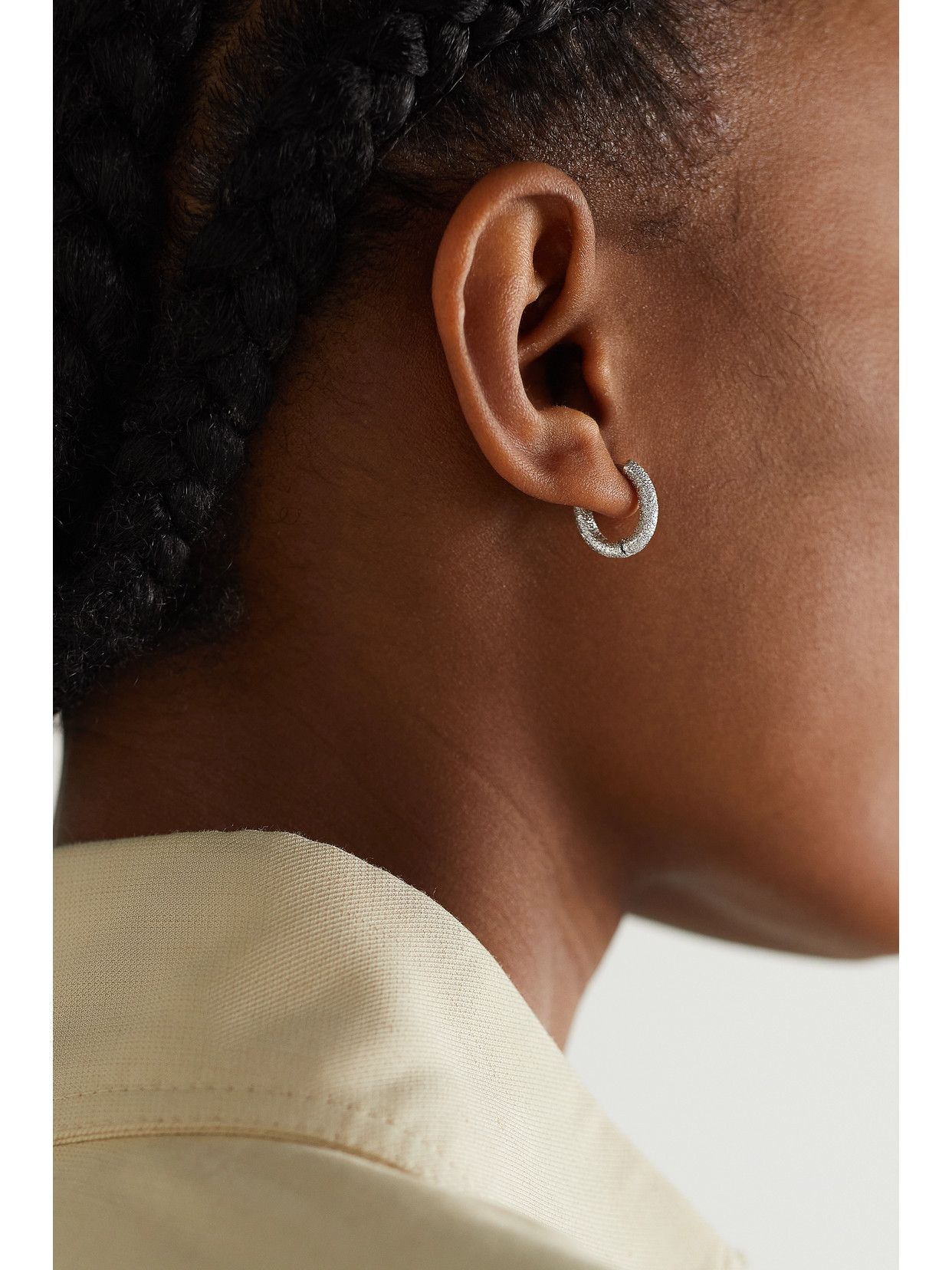 CAROLINA BUCCI 18-KARAT WHITE GOLD HOOP EARRINGS 