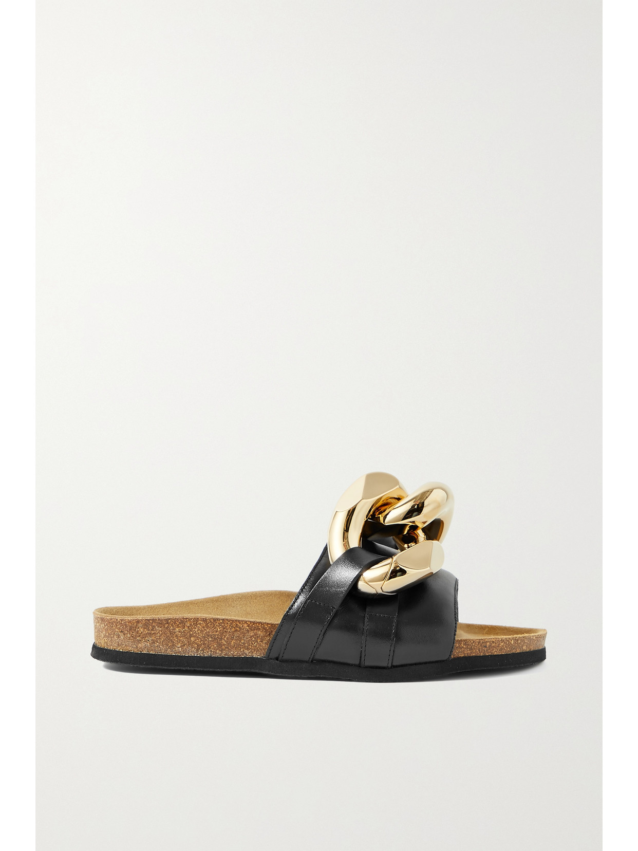 JW ANDERSON CHAIN-EMBELLISHED LEATHER SLIDES