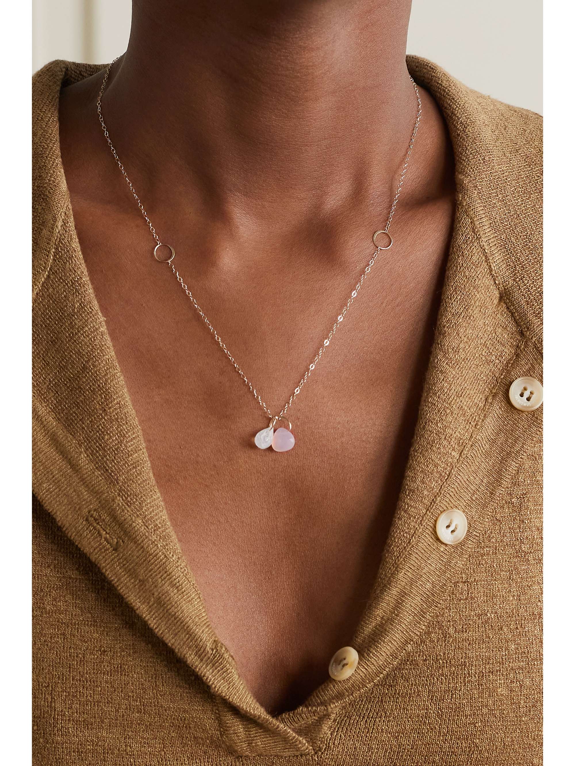MELISSA JOY MANNING 14-karat recycled gold, chalcedony and moonstone necklace
