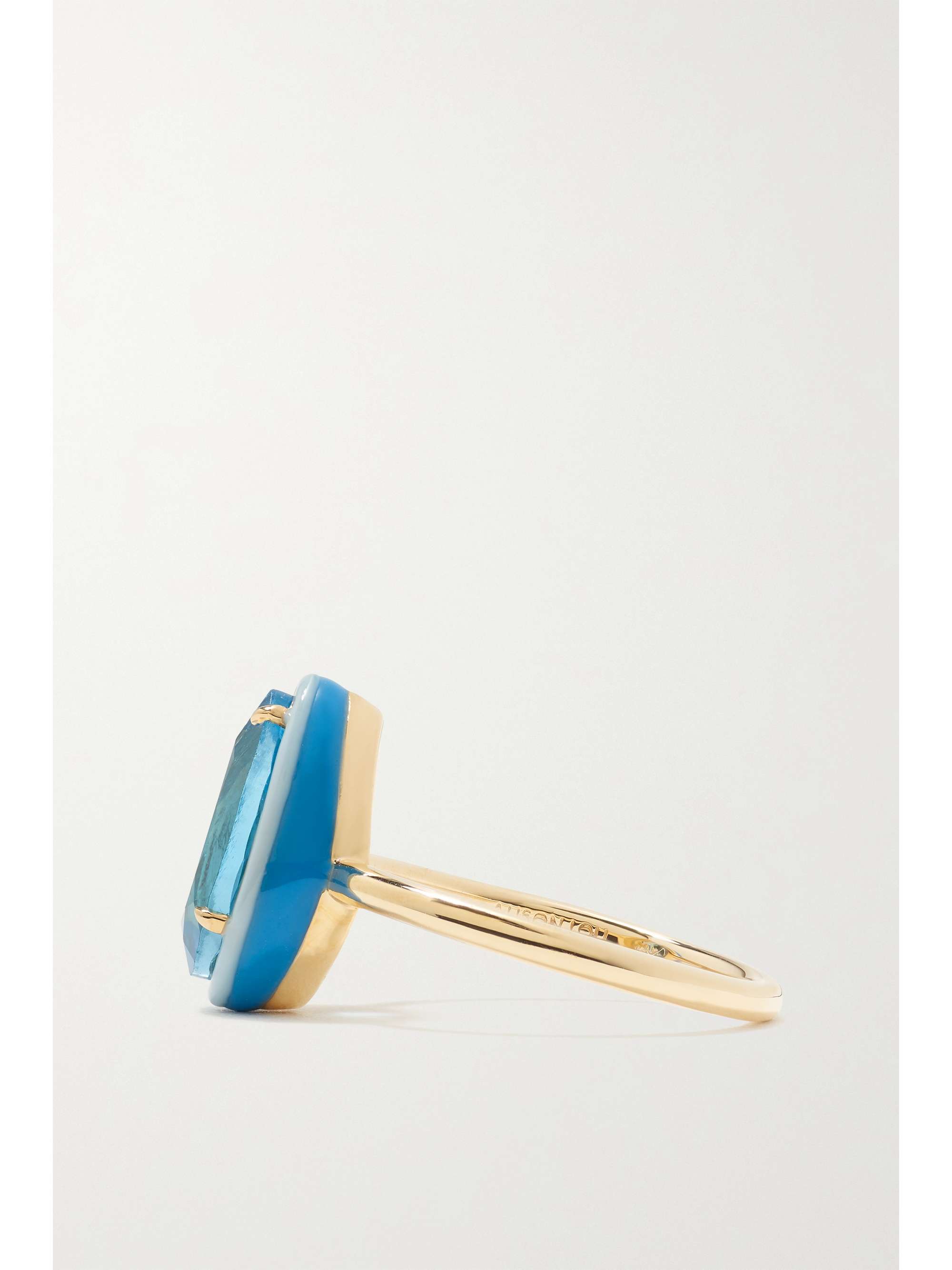 ALISON LOU 14-karat gold, topaz and enamel ring