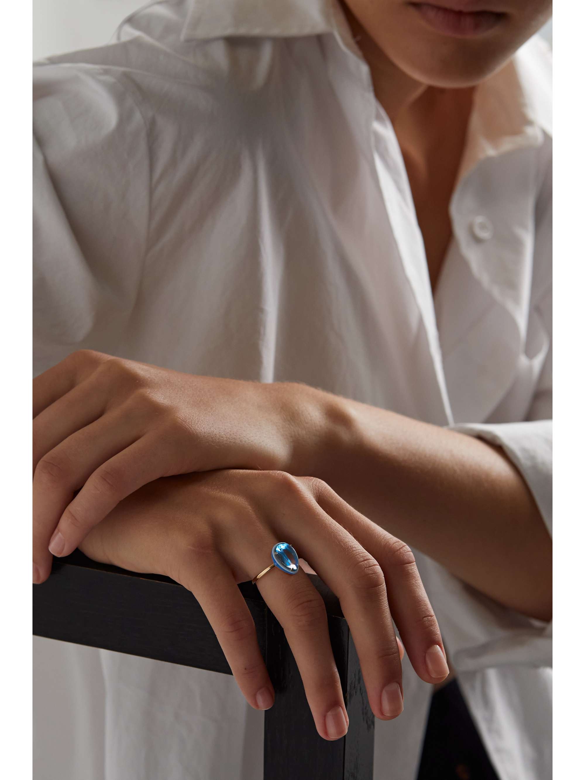 ALISON LOU 14-karat gold, topaz and enamel ring