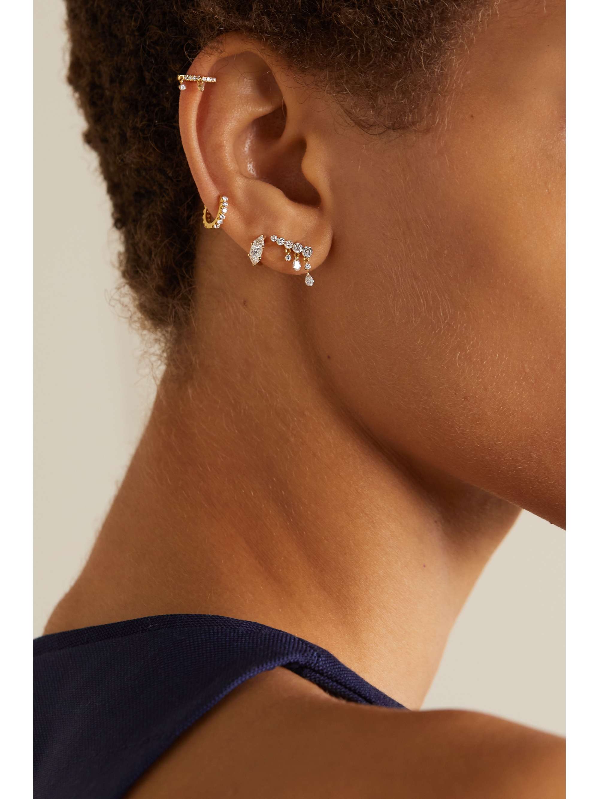 MARIA TASH 11mm Invisible Crescendo 18-karat gold diamond earring