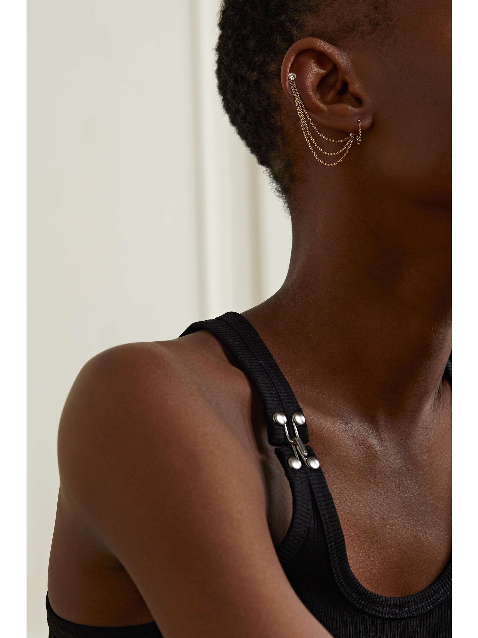 MARIA TASH 76mm Triple Chain 14-karat gold earring