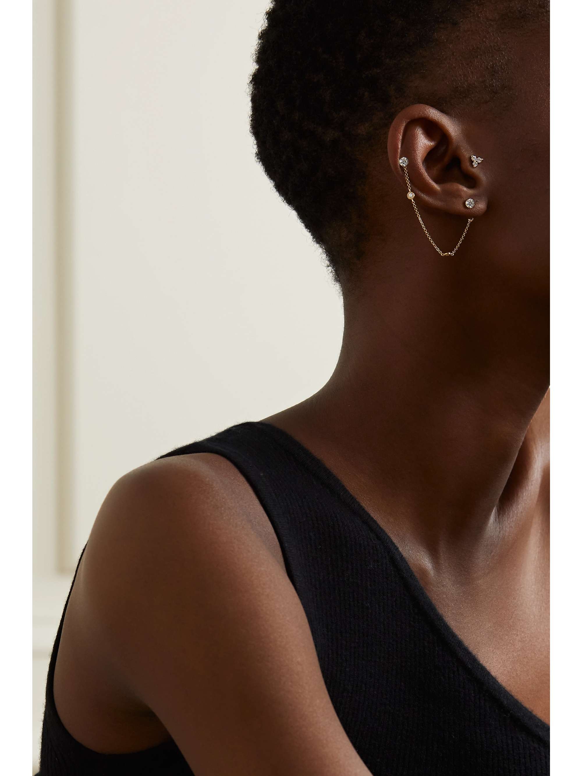 MARIA TASH Boucles d'oreilles en or 18 carats (750/1000) Scalloped 76 mm et Invisible 3 mm