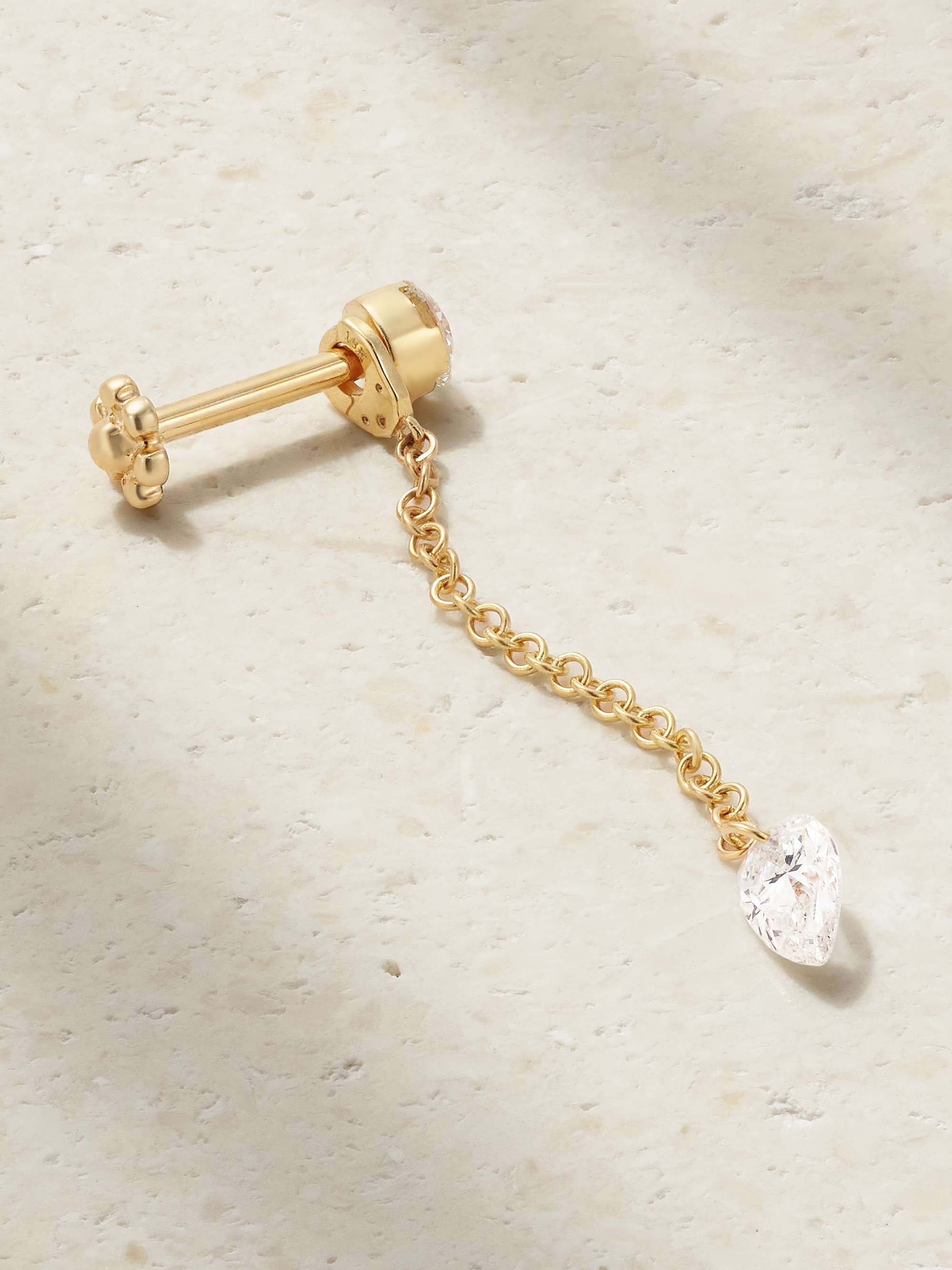 MARIA TASH 20mm Pendulum and 3mm Invisible 18-karat gold diamond earring