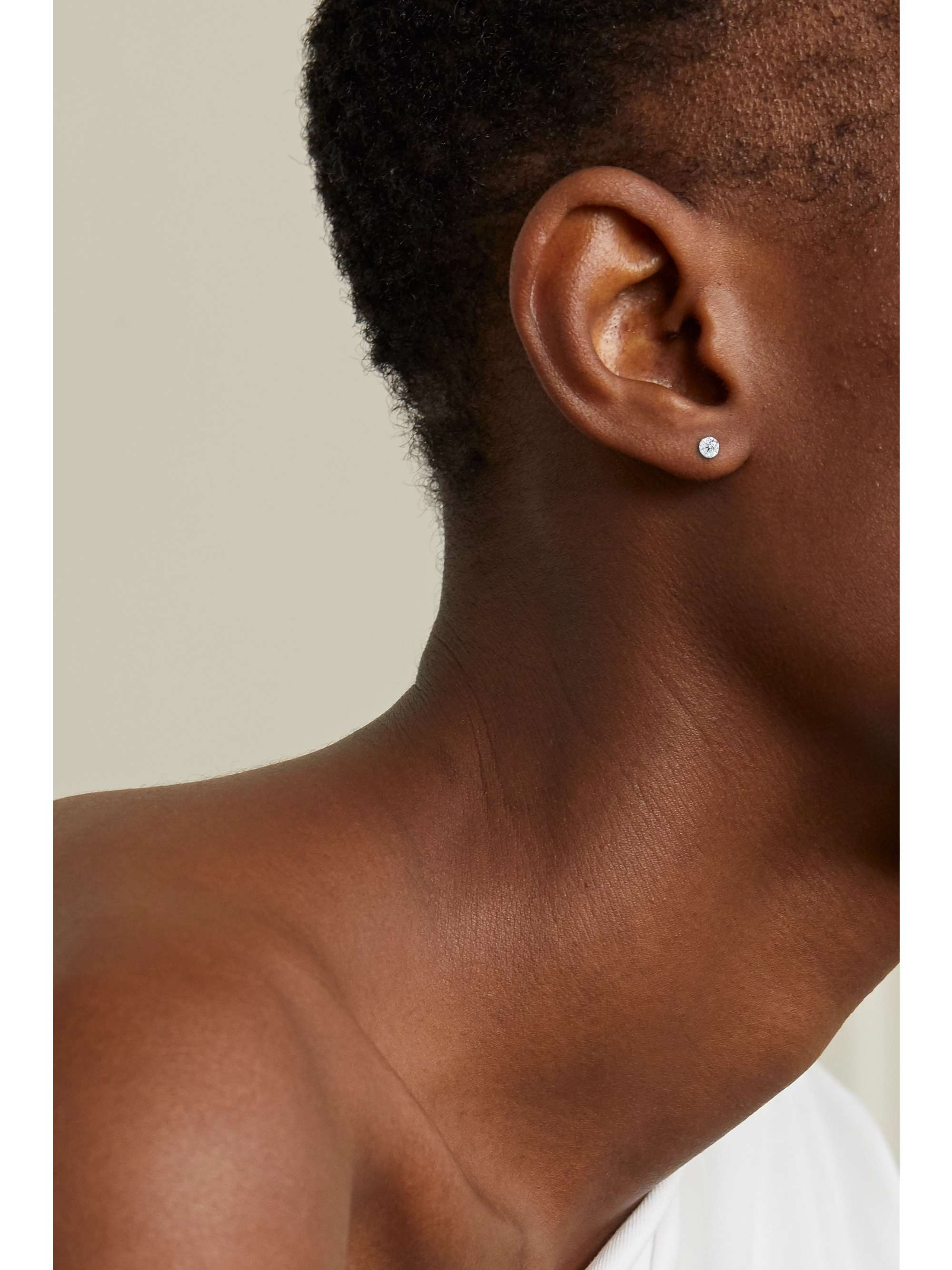 MARIA TASH 20mm Pendulum and 3mm Invisible 18-karat gold diamond earring