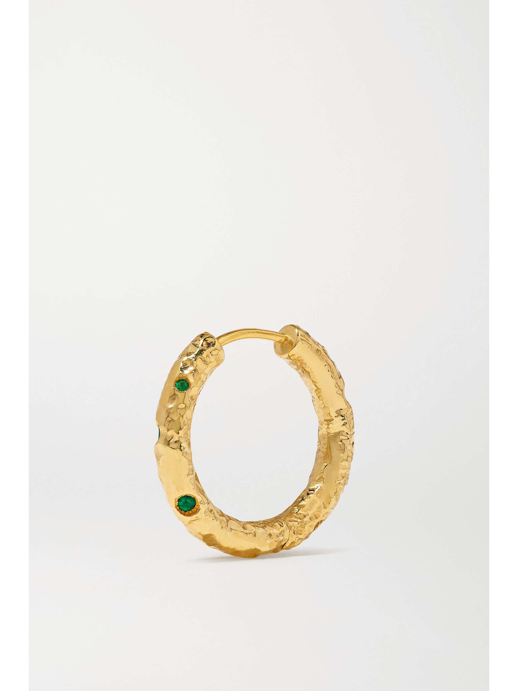 OCTAVIA ELIZABETH + NET SUSTAIN Nesting Gem Gabby 18-karat recycled gold emerald hoop earrings