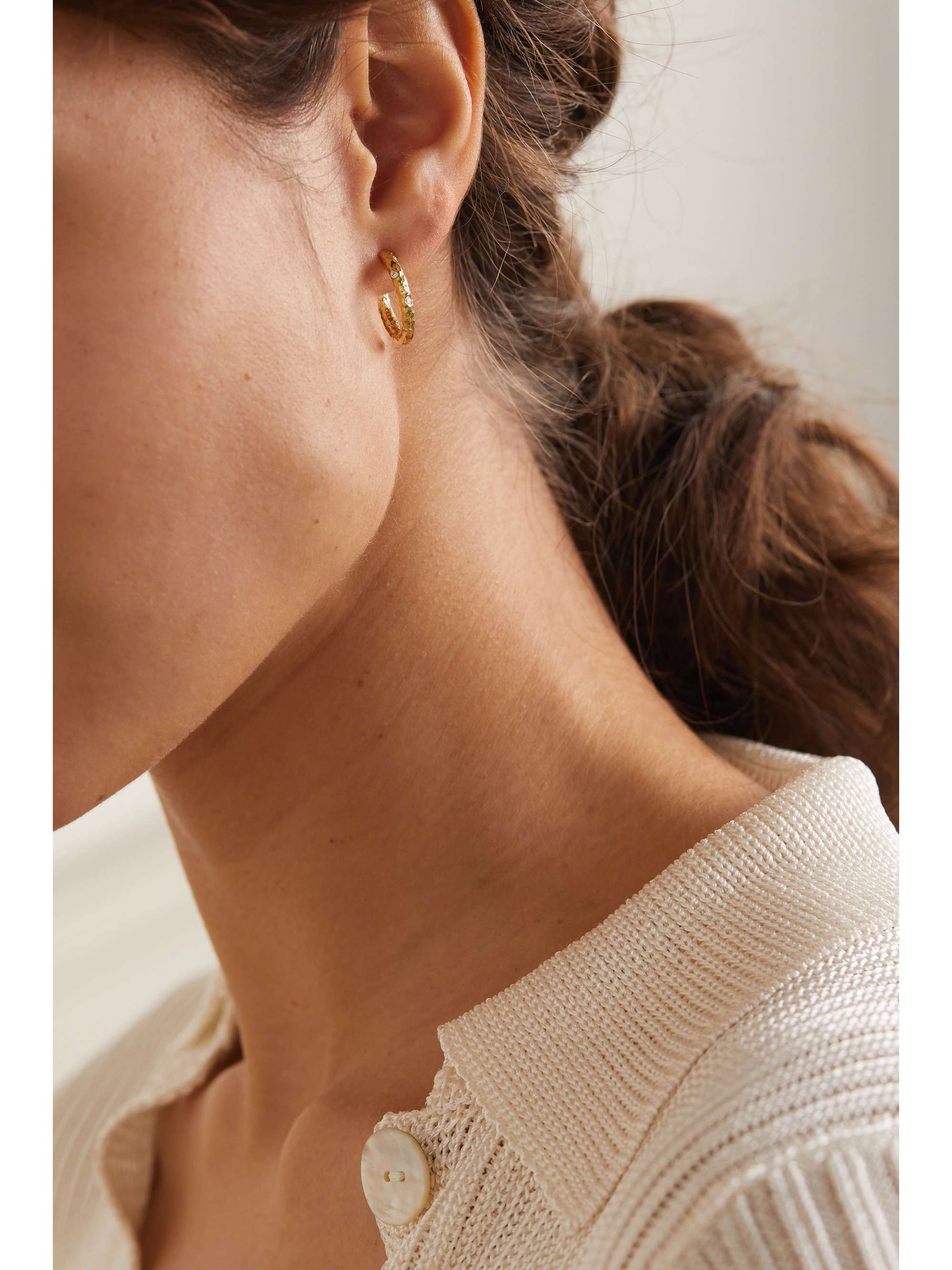 OCTAVIA ELIZABETH + NET SUSTAIN Nesting Gem Gabby 18-karat recycled gold diamond hoop earrings