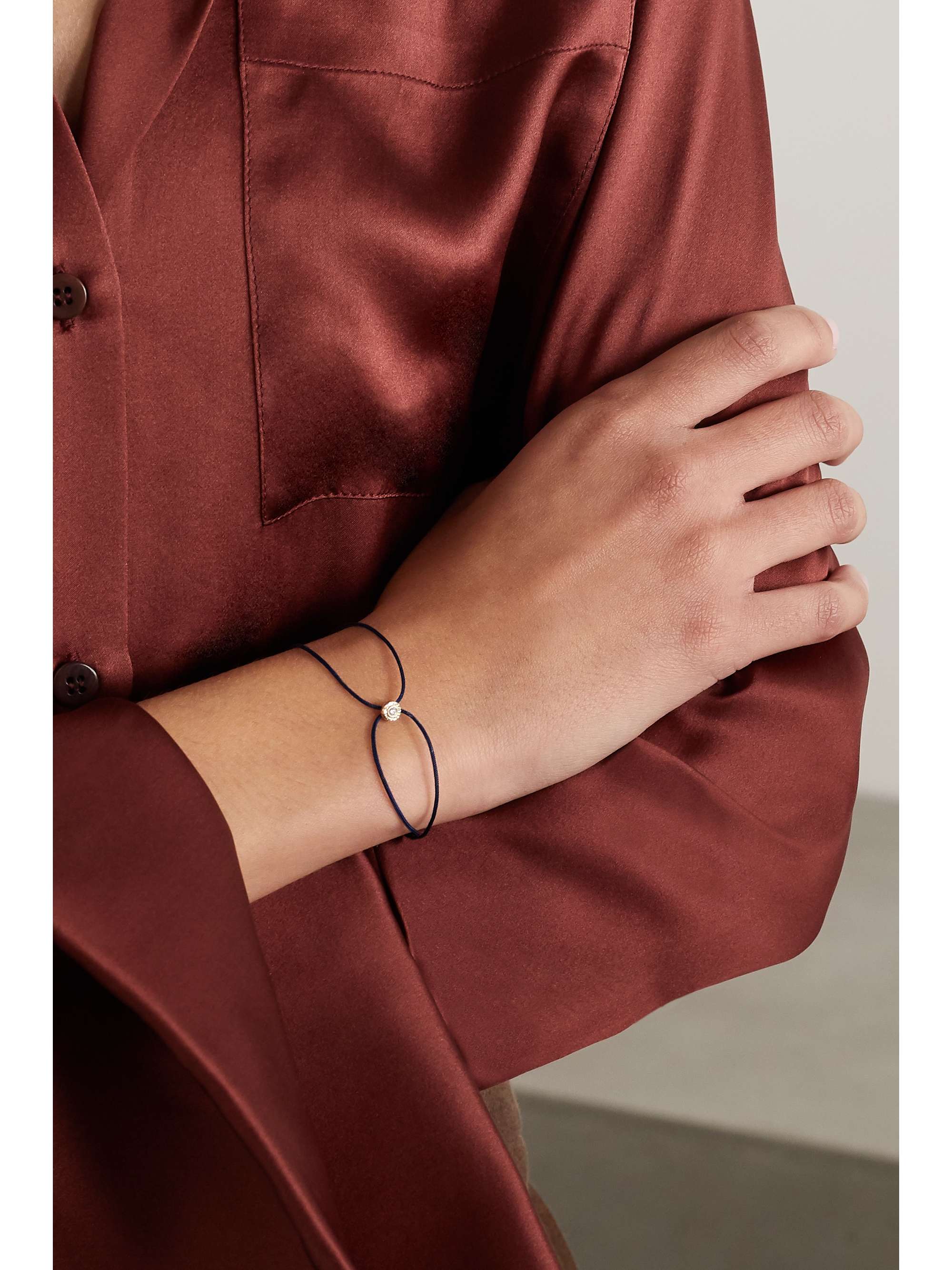 OCTAVIA ELIZABETH + NET SUSTAIN Parachute Nesting Gem 18-karat recycled gold, diamond and cord bracelet