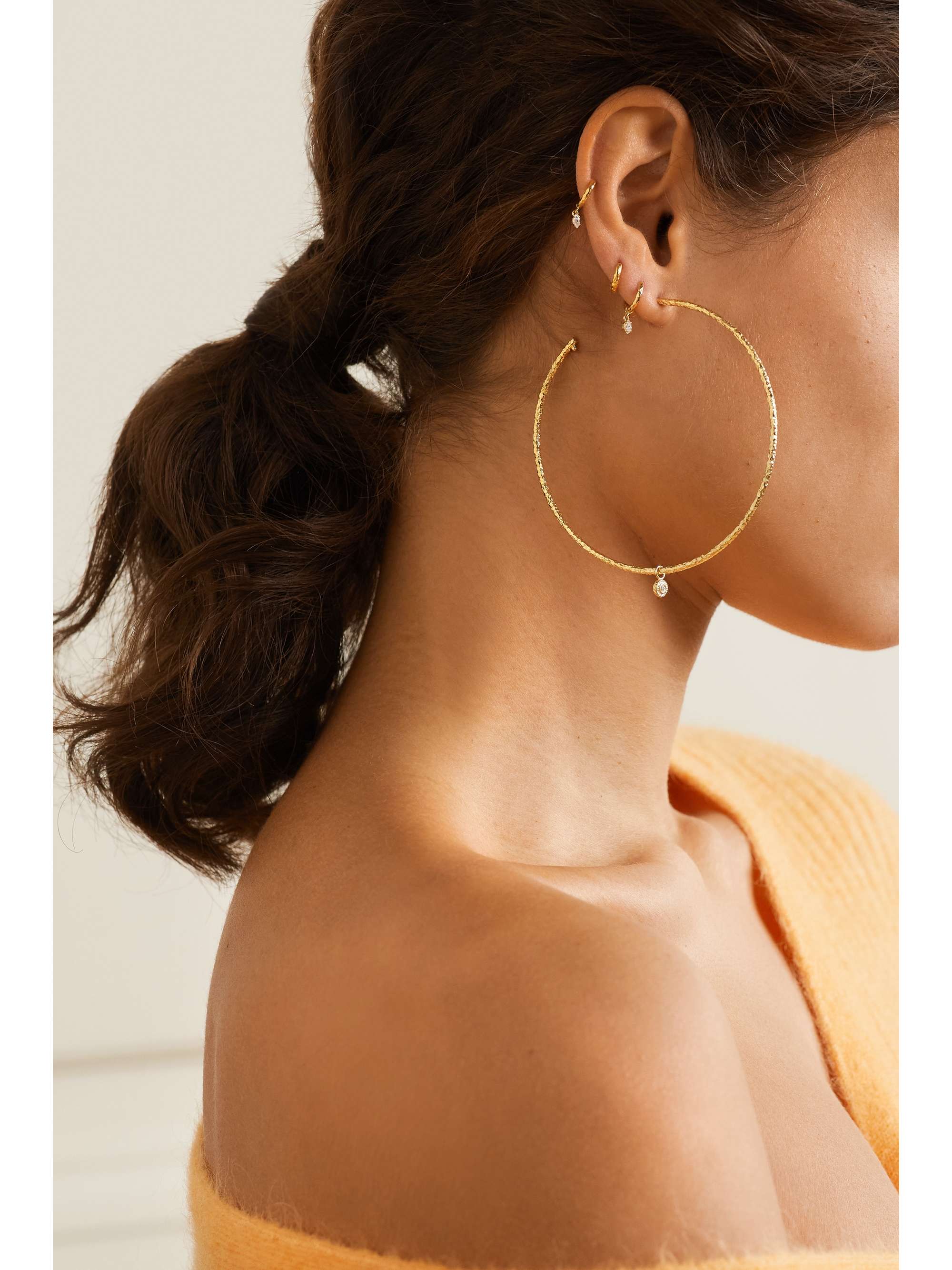 OCTAVIA ELIZABETH + NET SUSTAIN Large Nesting Gem 18-karat recycled gold diamond hoop earrings
