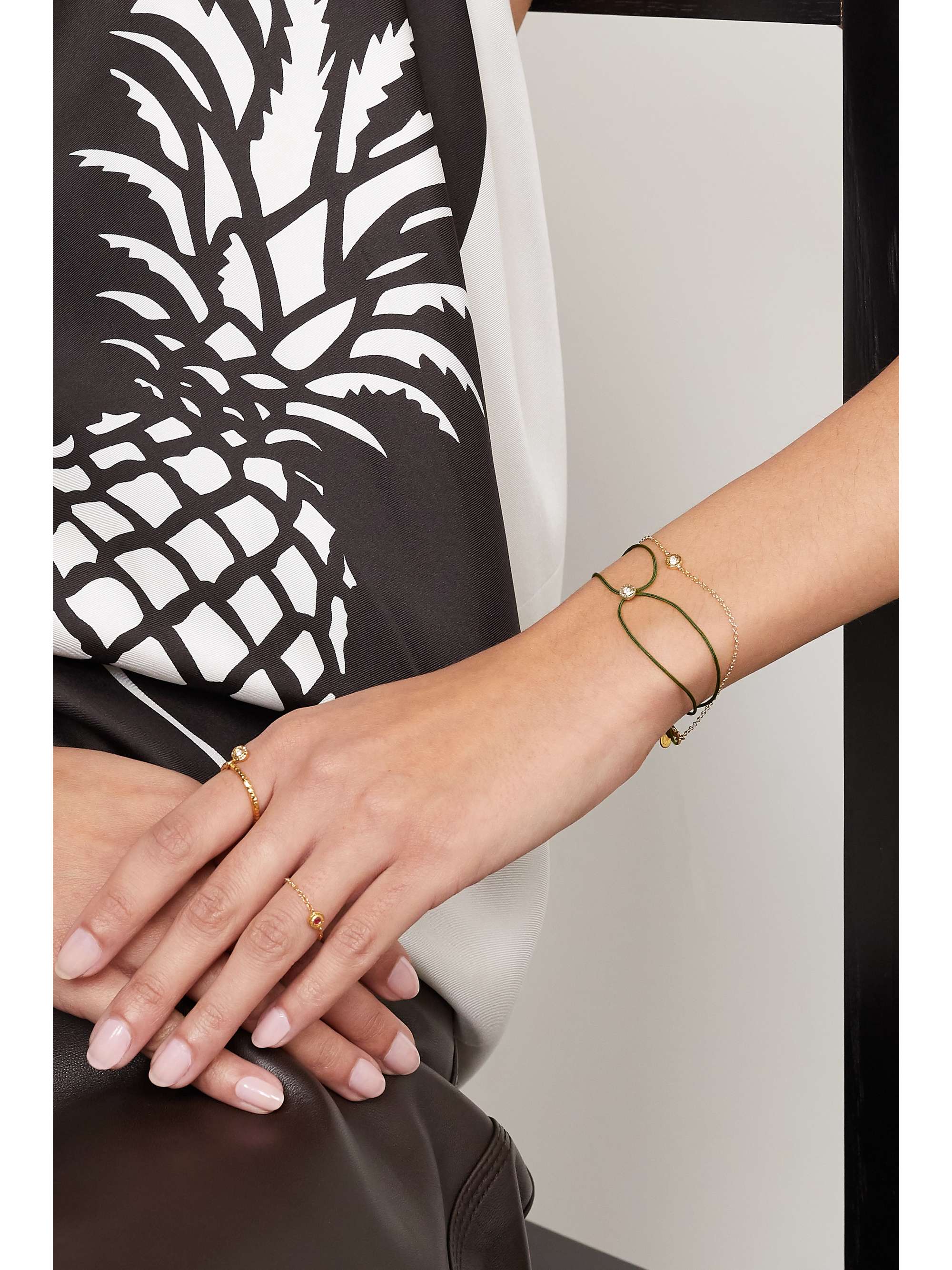 OCTAVIA ELIZABETH + NET SUSTAIN Parachute Nesting Gem 18-karat recycled gold, diamond and cord bracelet