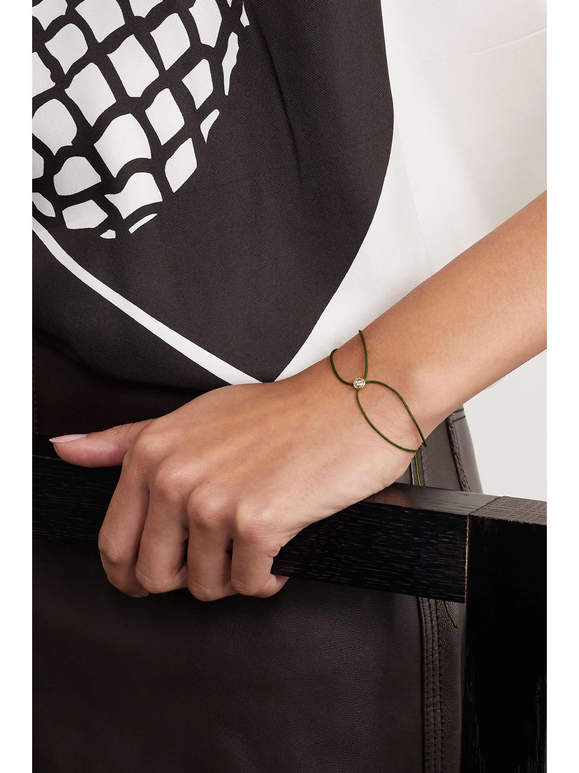 OCTAVIA ELIZABETH + NET SUSTAIN Parachute Nesting Gem 18-karat recycled gold, diamond and cord bracelet