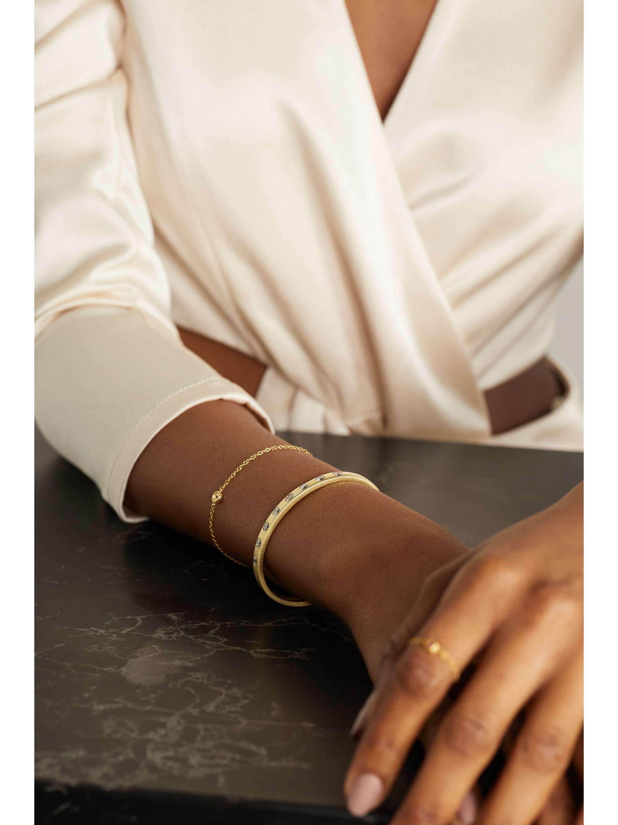 OCTAVIA ELIZABETH + NET SUSTAIN Sanded 18-karat recycled gold diamond cuff