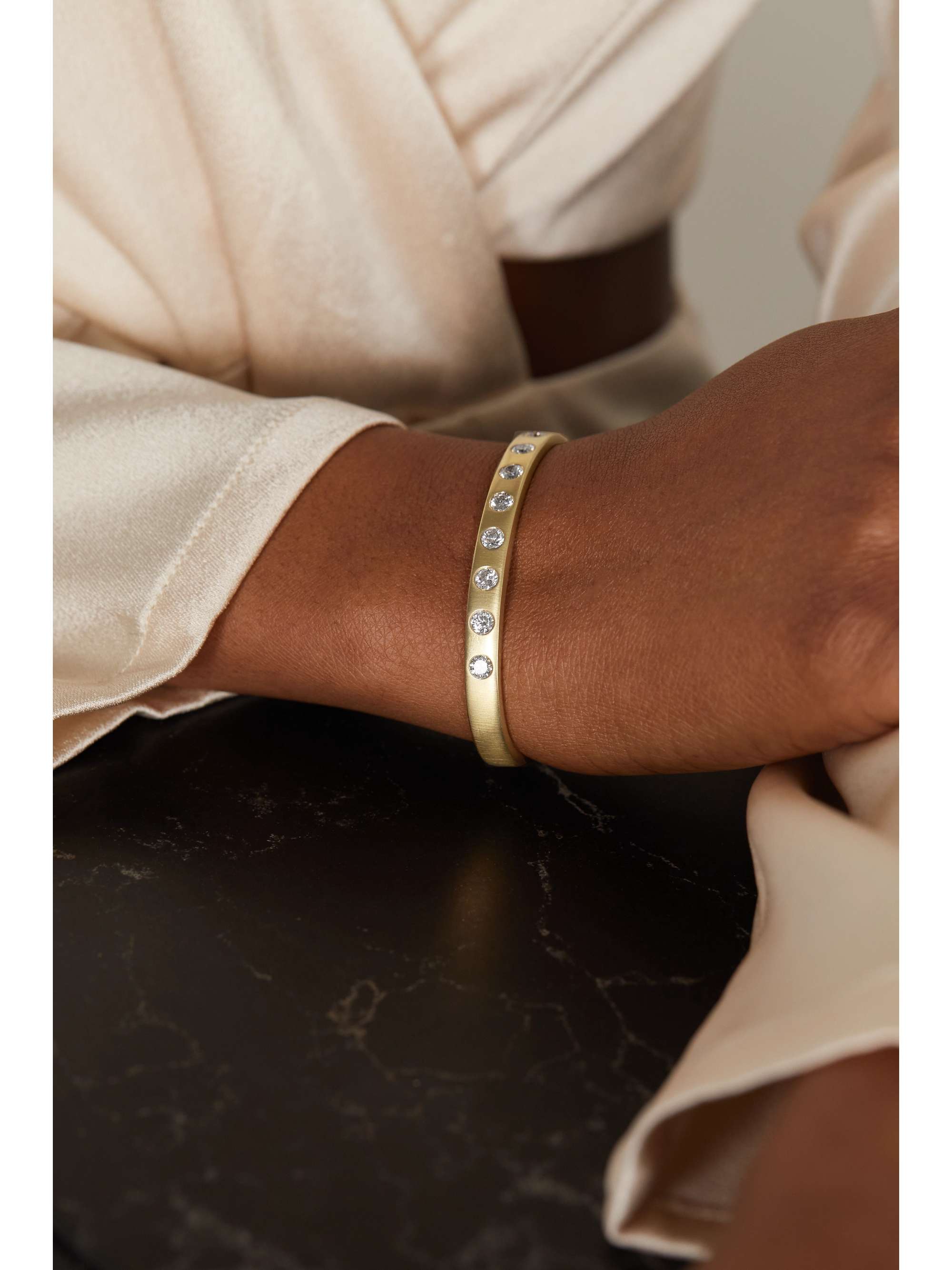 OCTAVIA ELIZABETH + NET SUSTAIN Sanded 18-karat recycled gold diamond cuff