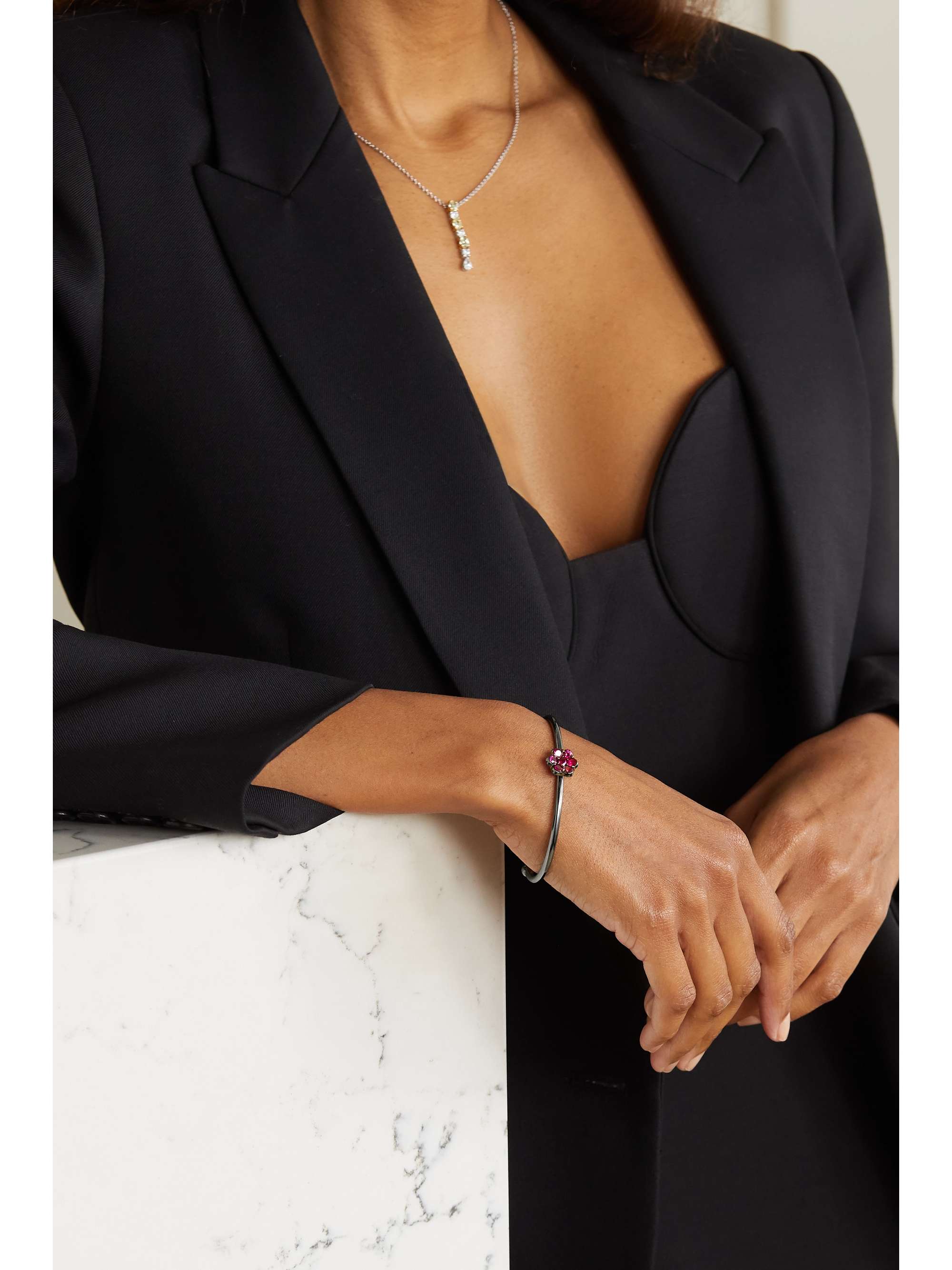 BAYCO 18-karat rose gold sapphire cuff