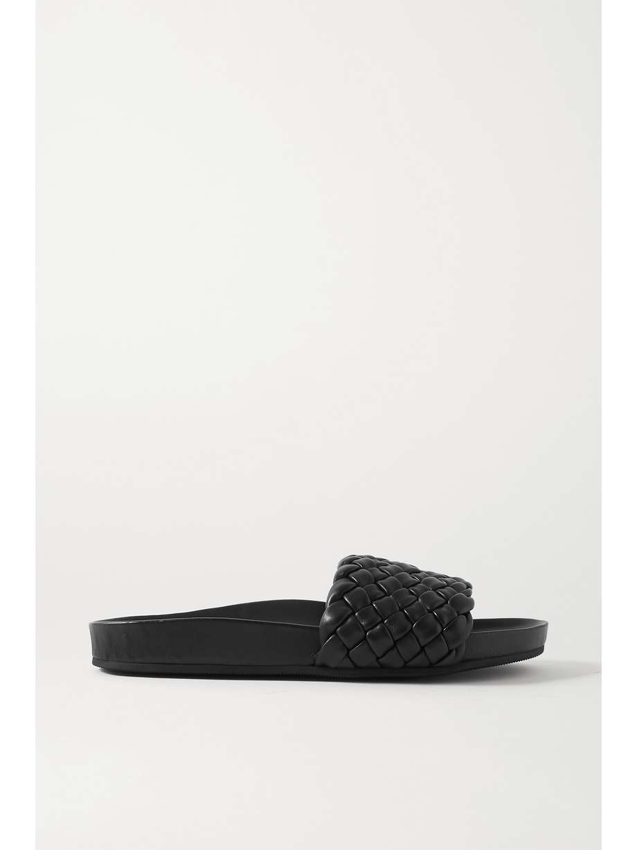 MOSCHINO LOGO SLIDES. #moschino #shoes in 2020 | Leather slide sandals, Leather slides, Slide 