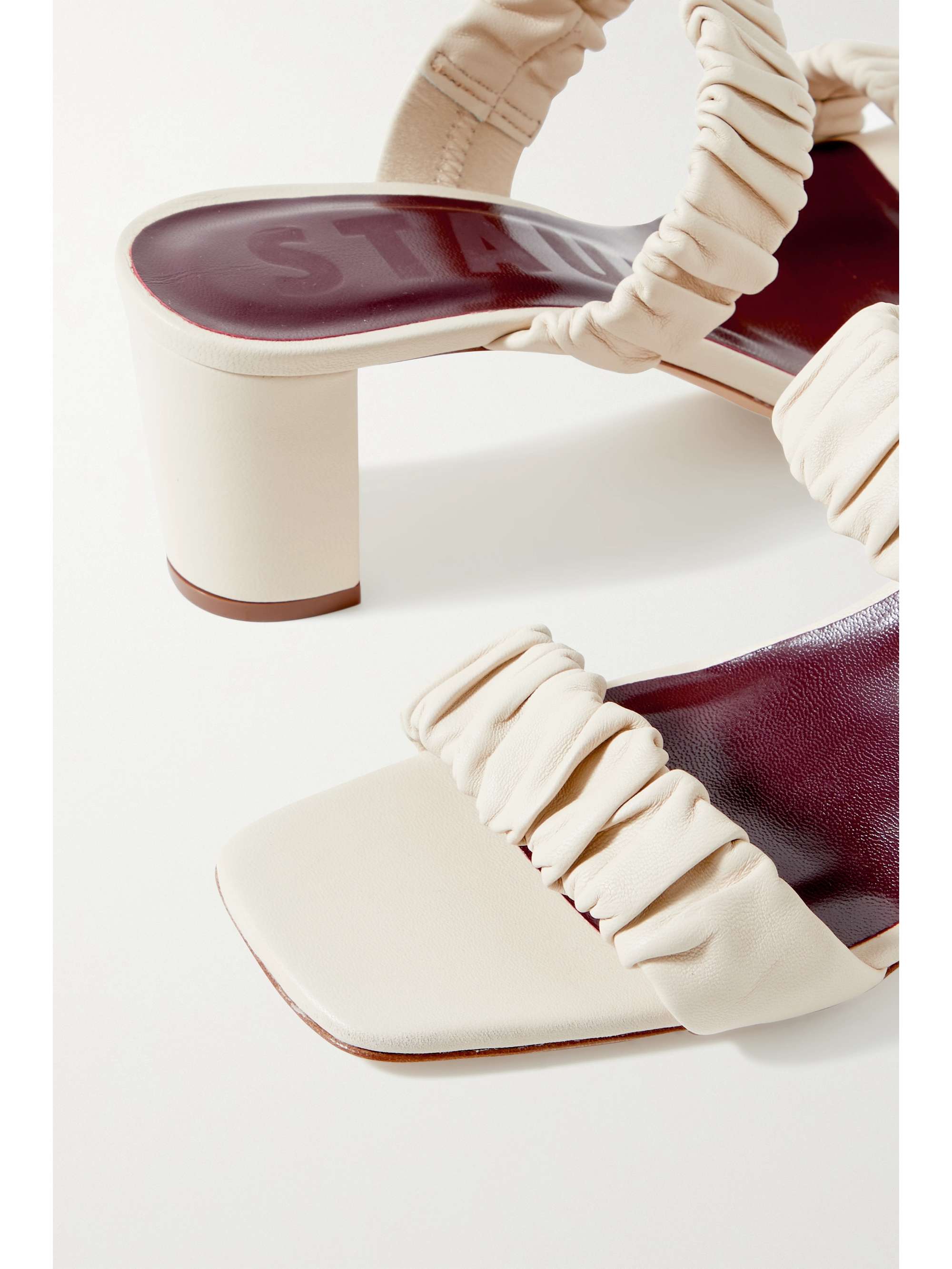 STAUD Frankie ruched leather mules