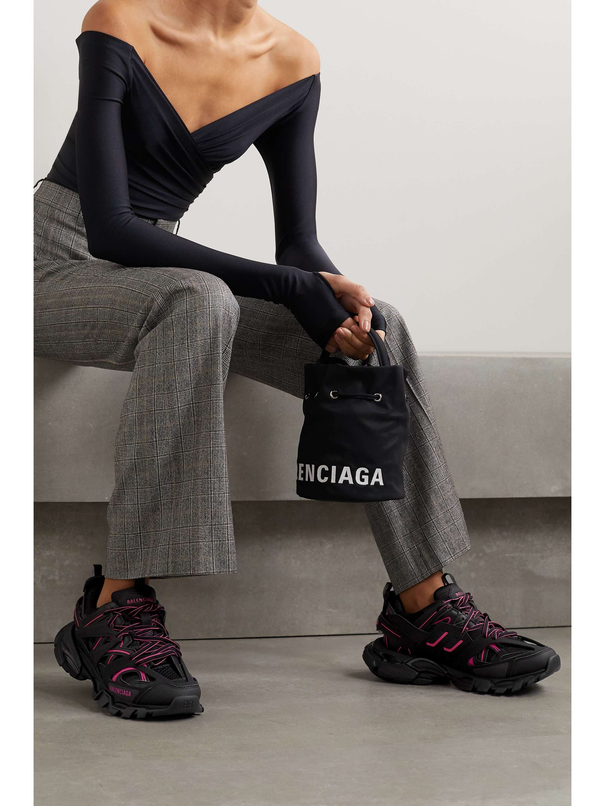 Black Track logo-detailed mesh and rubber sneakers | BALENCIAGA | NET-A- PORTER