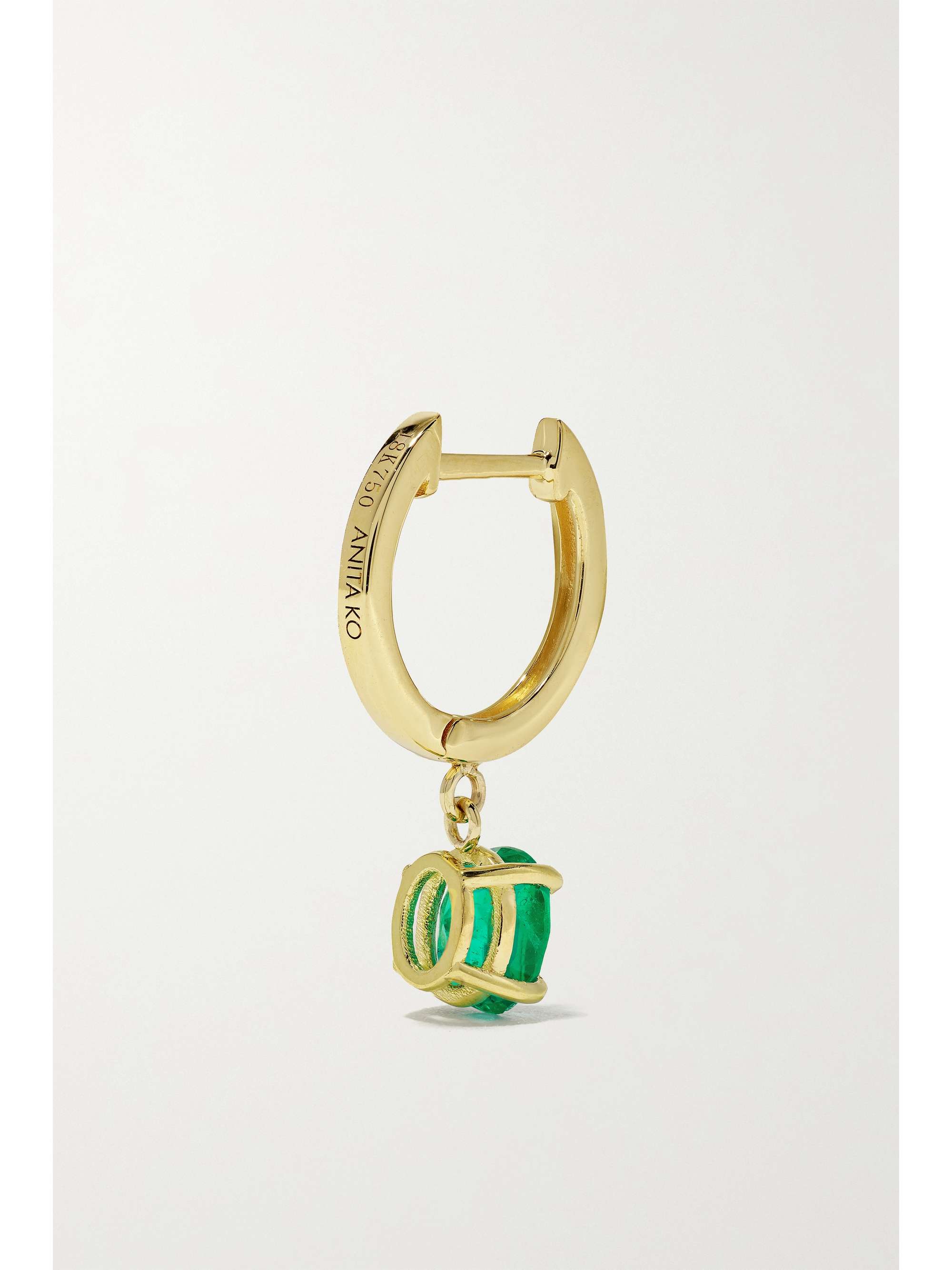 ANITA KO 18-karat gold emerald hoop earring