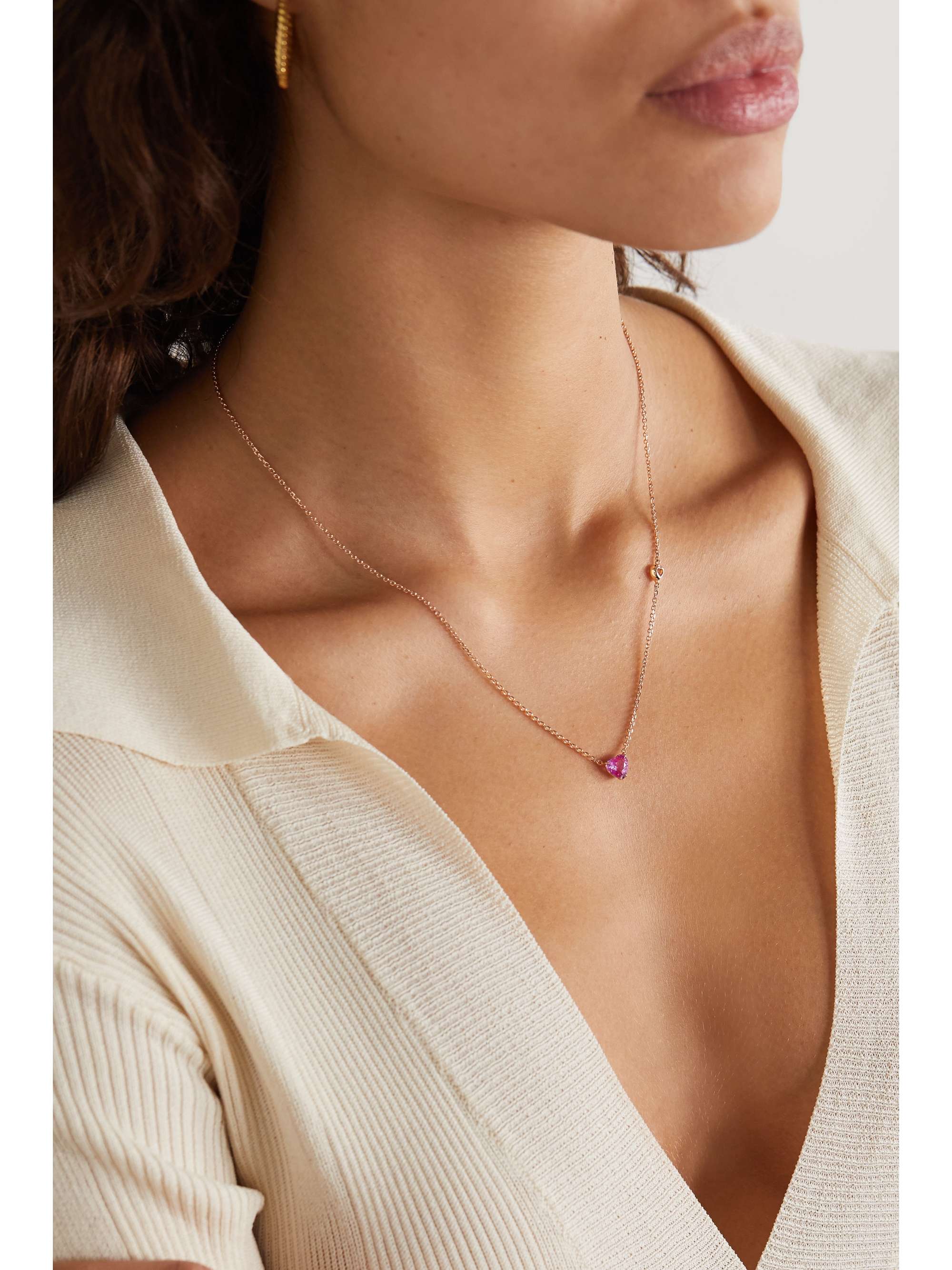 ANITA KO 18-karat rose gold, sapphire and diamond necklace