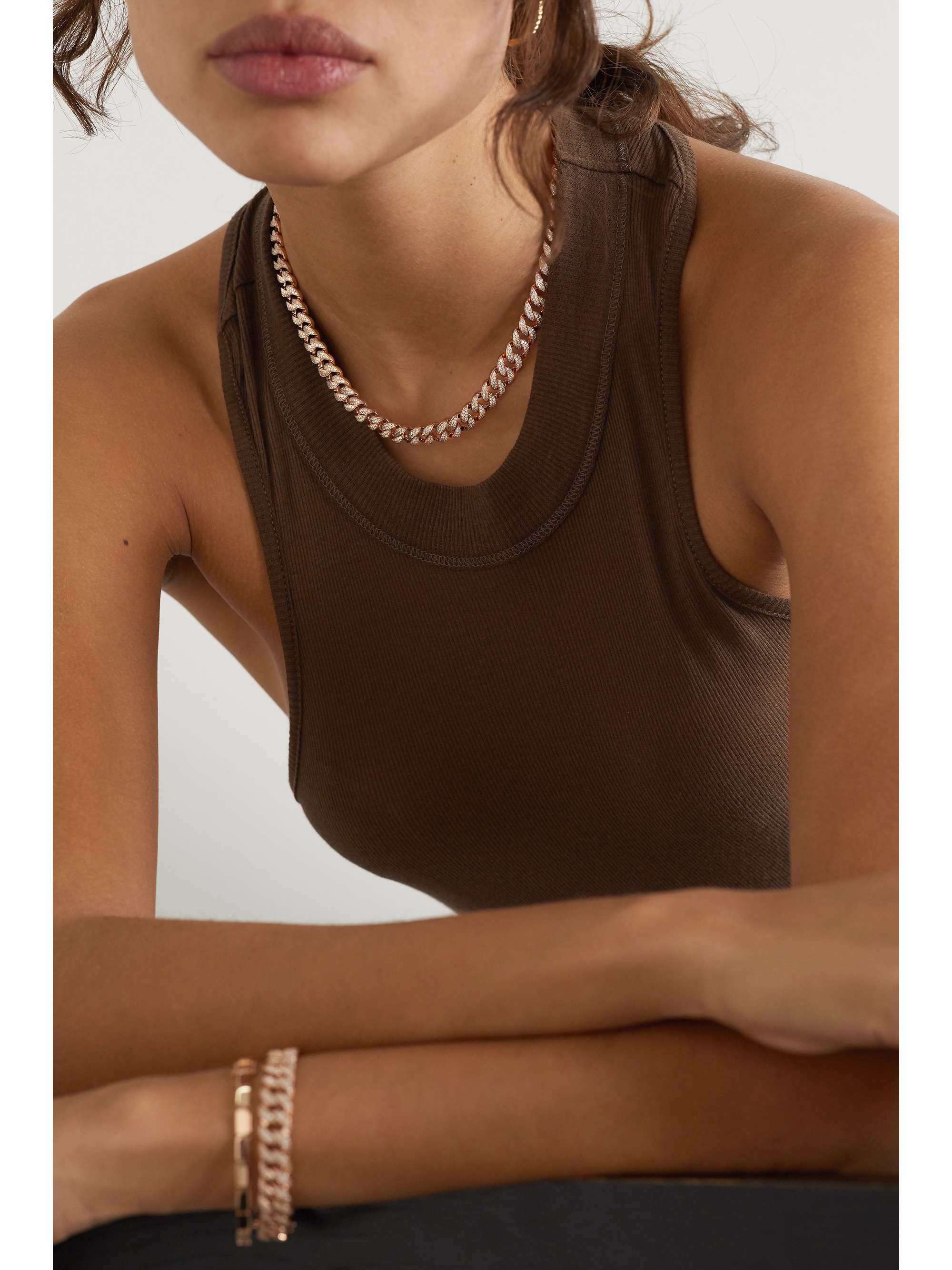 ANITA KO Havana small 18-karat rose gold diamond necklace