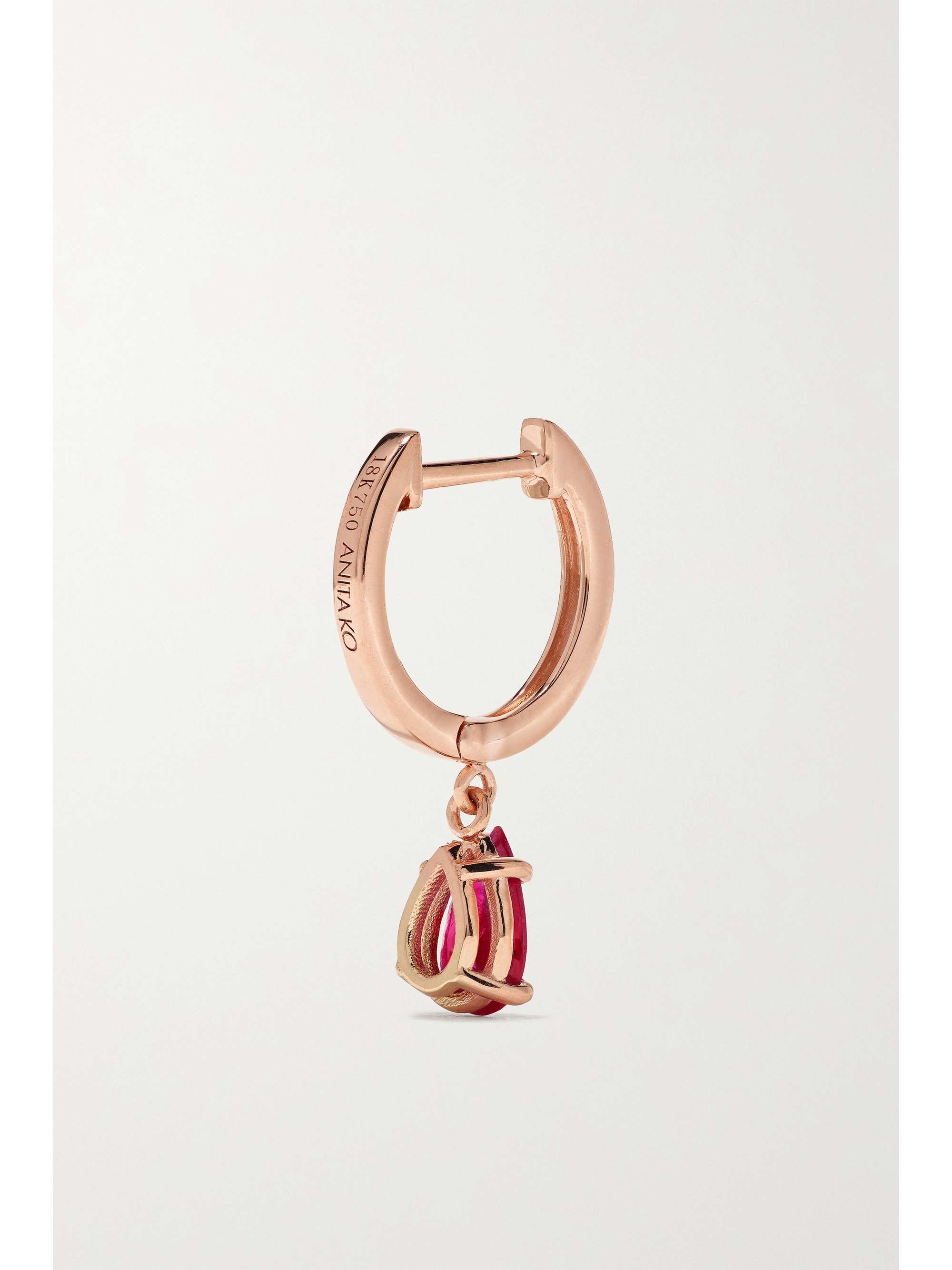 ANITA KO 18-karat rose gold ruby hoop earring